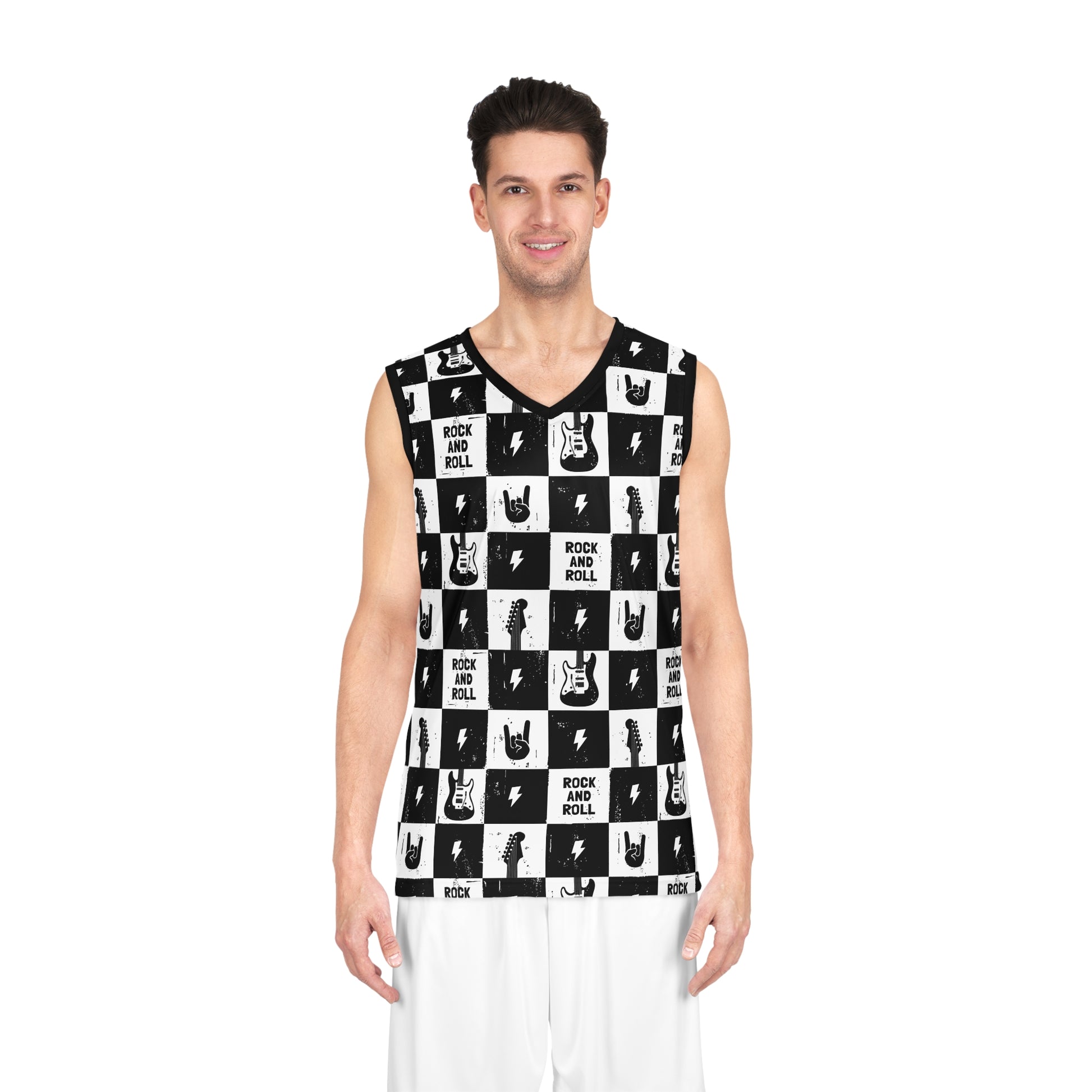 Rock And Roll Squares Basketball Jersey - Lizard Vigilante