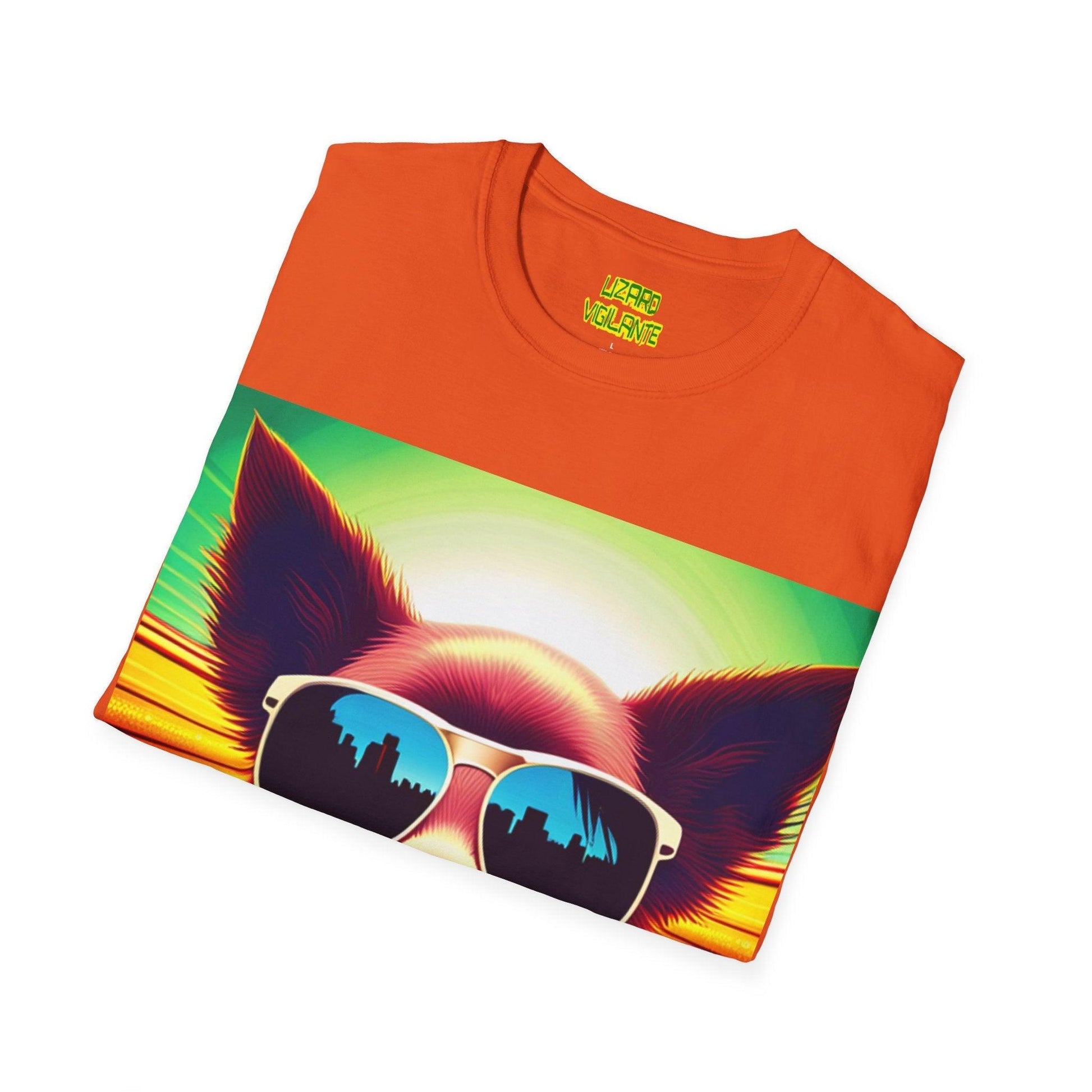 Puppy With Shades Trippy Unisex Softstyle Psychedelic T-Shirt - Lizard Vigilante