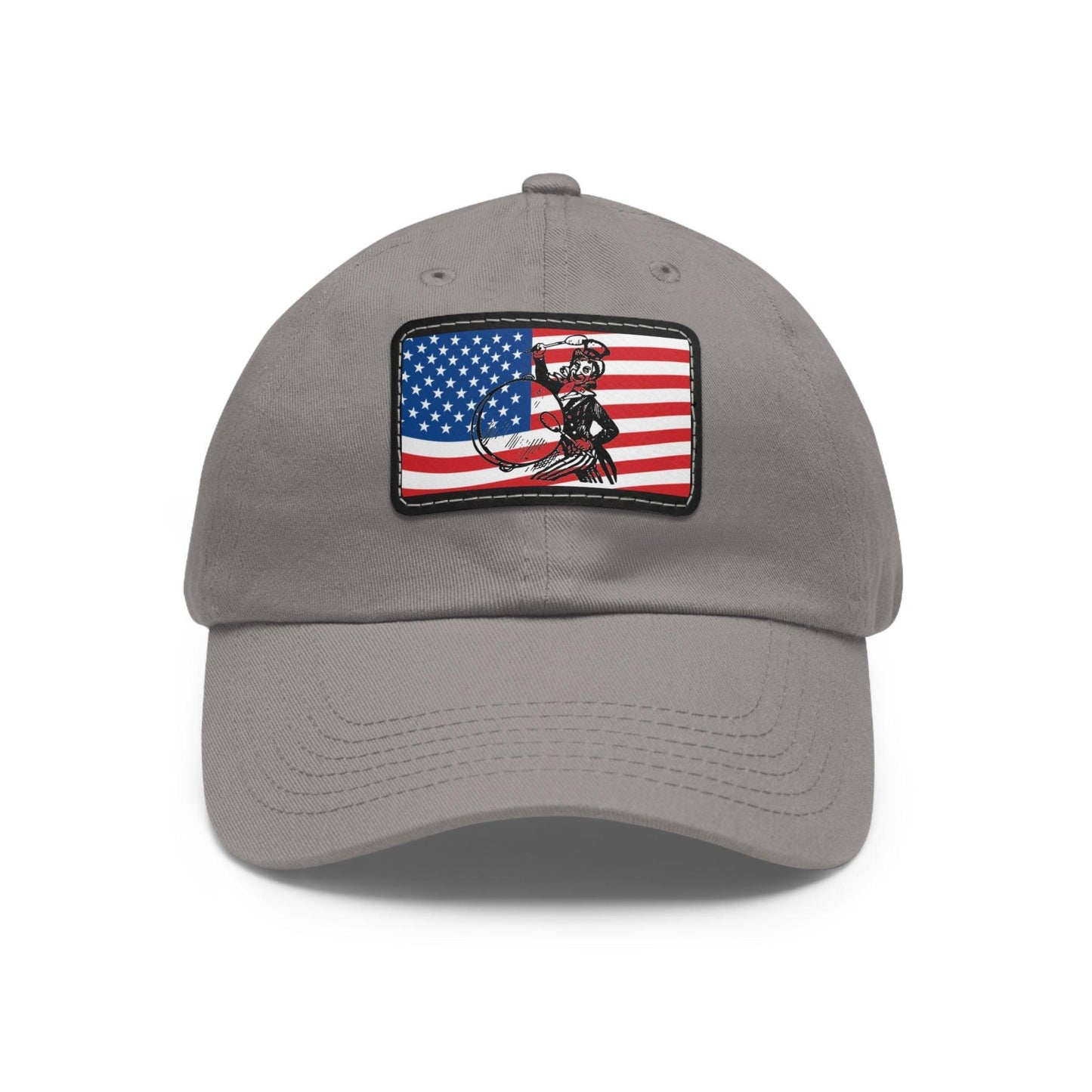 American Flag With Uncle Sam Drummer Dad Hat with Leather Patch (Rectangle) - Lizard Vigilante