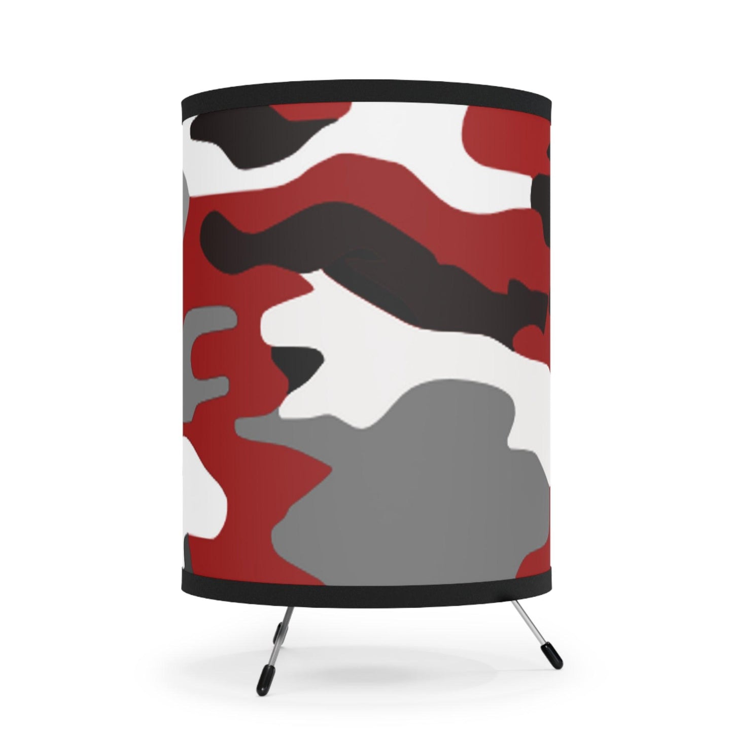 Red White Black Camo Tripod Lamp with High-Res Printed Shade, US\CA plug - Lizard Vigilante