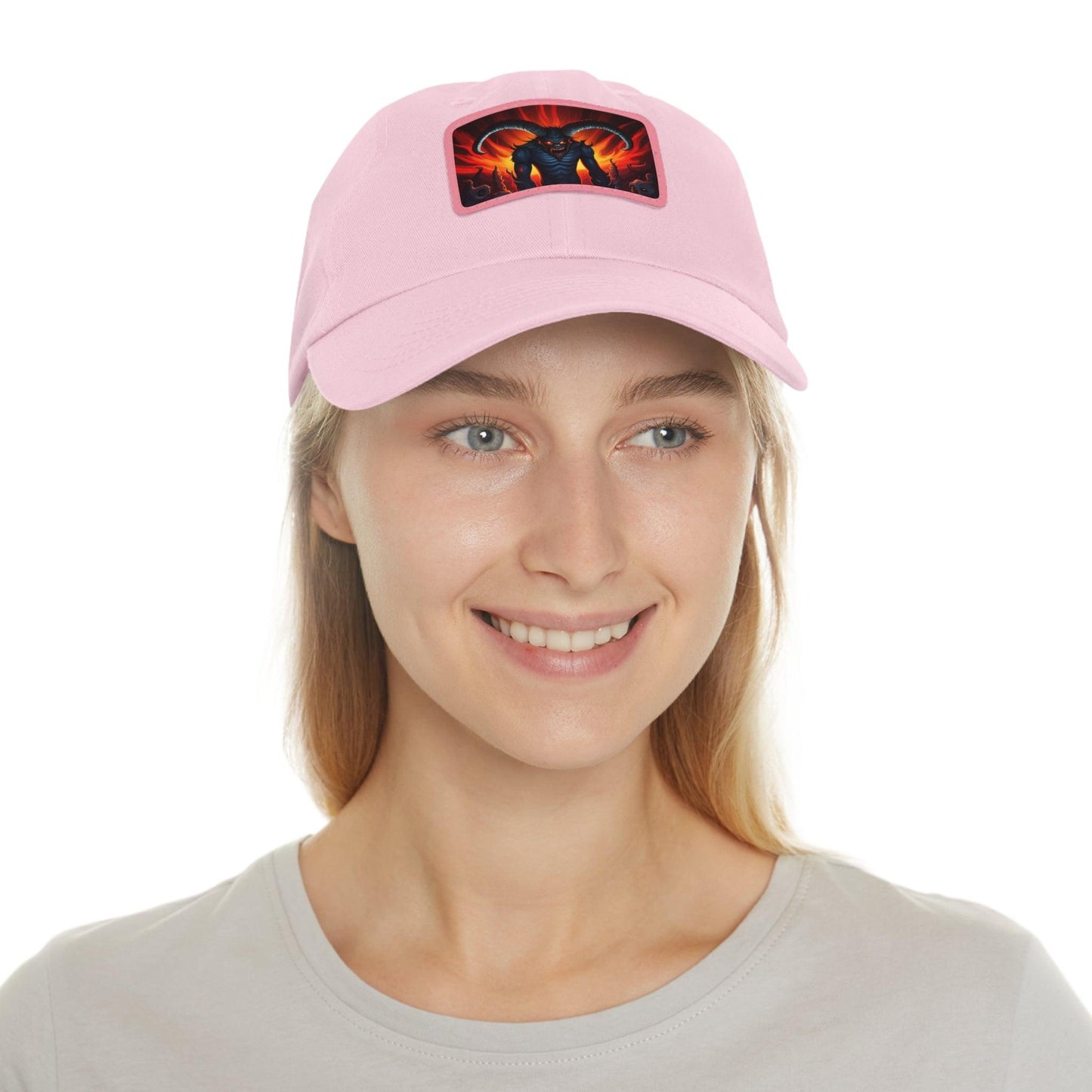 Horny Devil Dad Hat with Leather Patch (Rectangle) - Lizard Vigilante