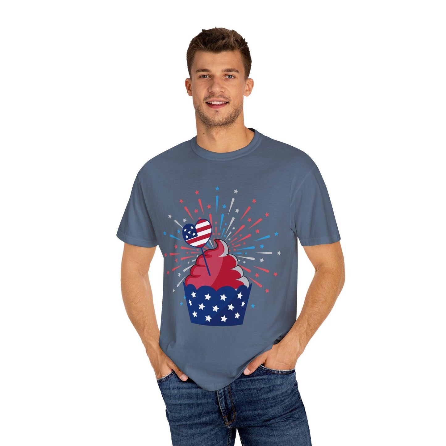 July 4th Cupcake Unisex Garment-Dyed T-shirt - Lizard Vigilante