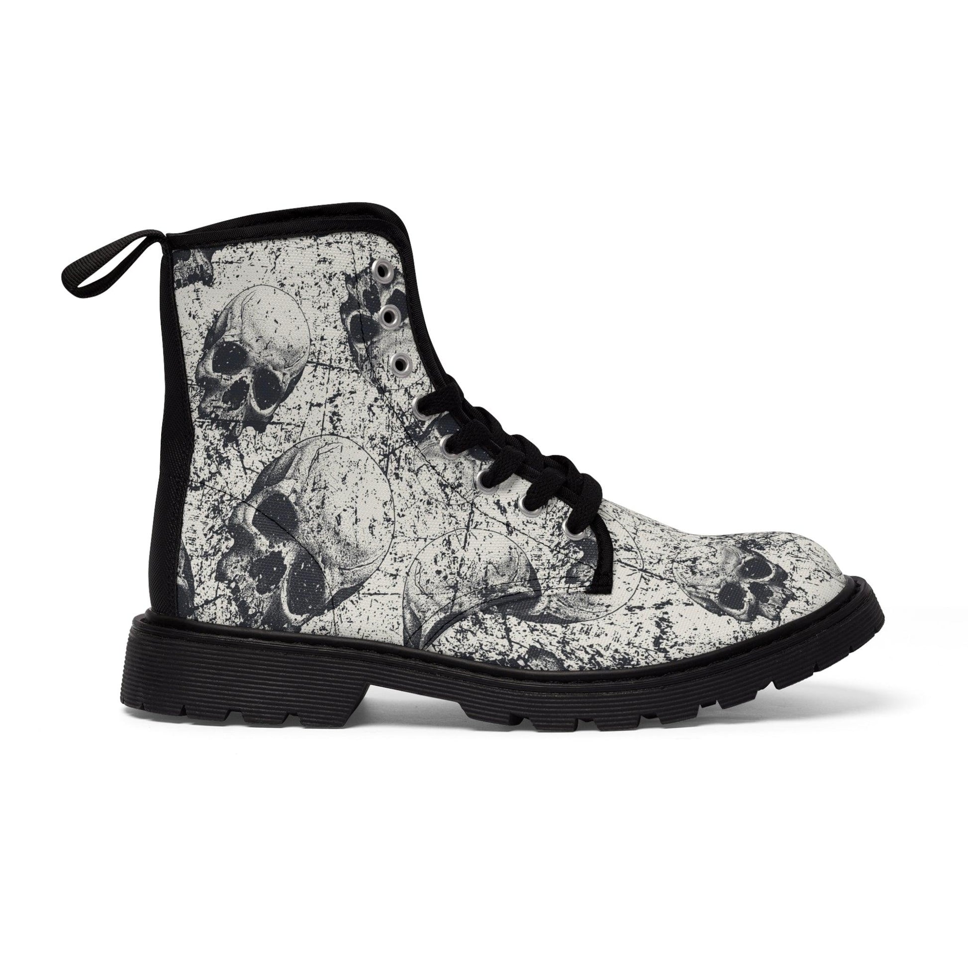 Women's Ancient Skulls Canvas Boots - Premium Shoes from Printify - Just $89.99! Shop now at Lizard Vigilante