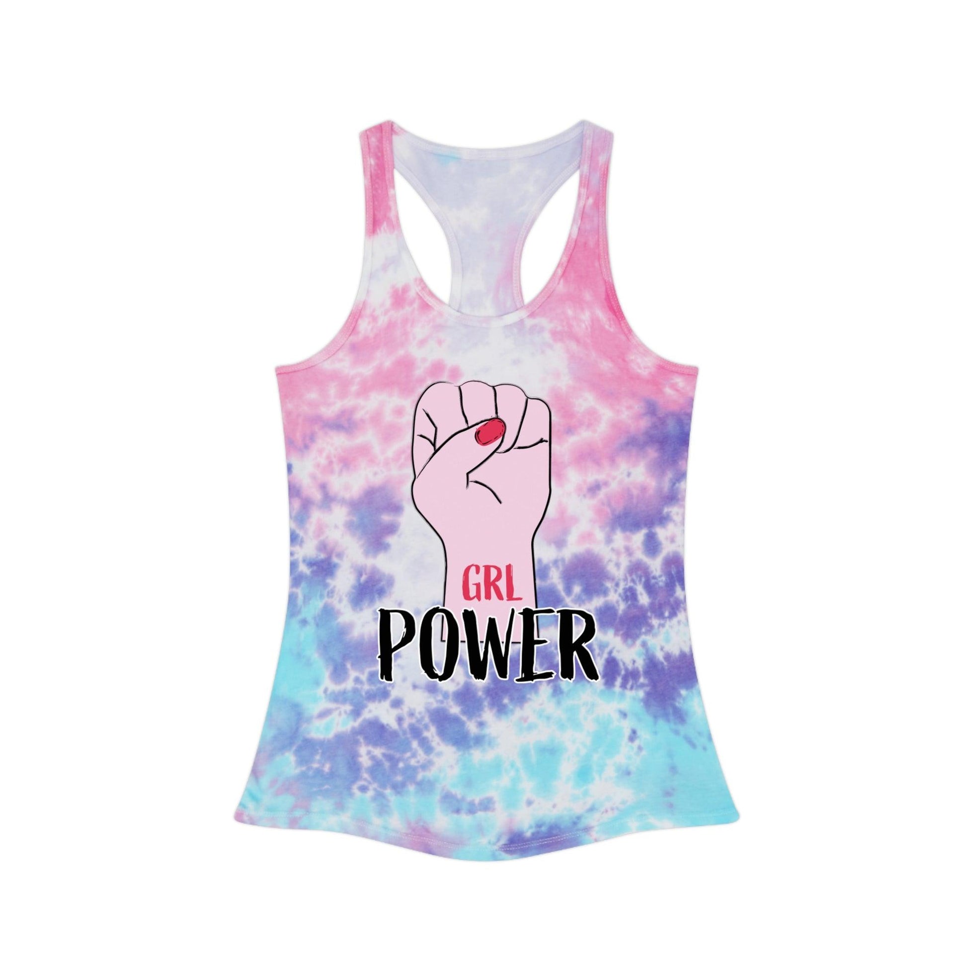 GRL POWER Fist Tie Dye Racerback Tank Top - Lizard Vigilante