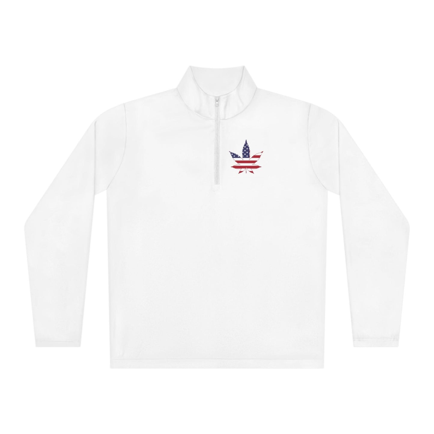 American Flag Pot Leaf Unisex Quarter-Zip Pullover - Lizard Vigilante