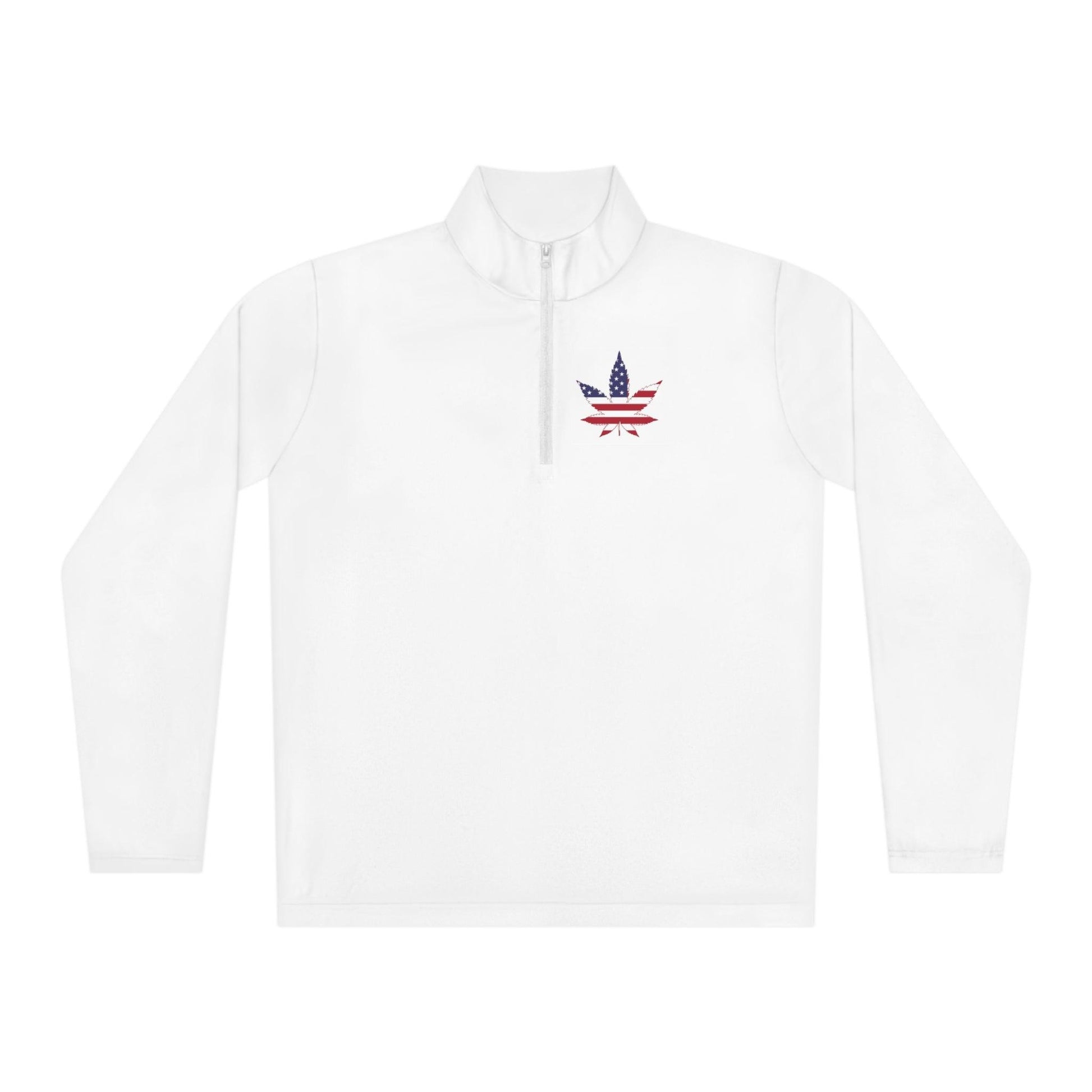 American Flag Pot Leaf Unisex Quarter-Zip Pullover - Lizard Vigilante