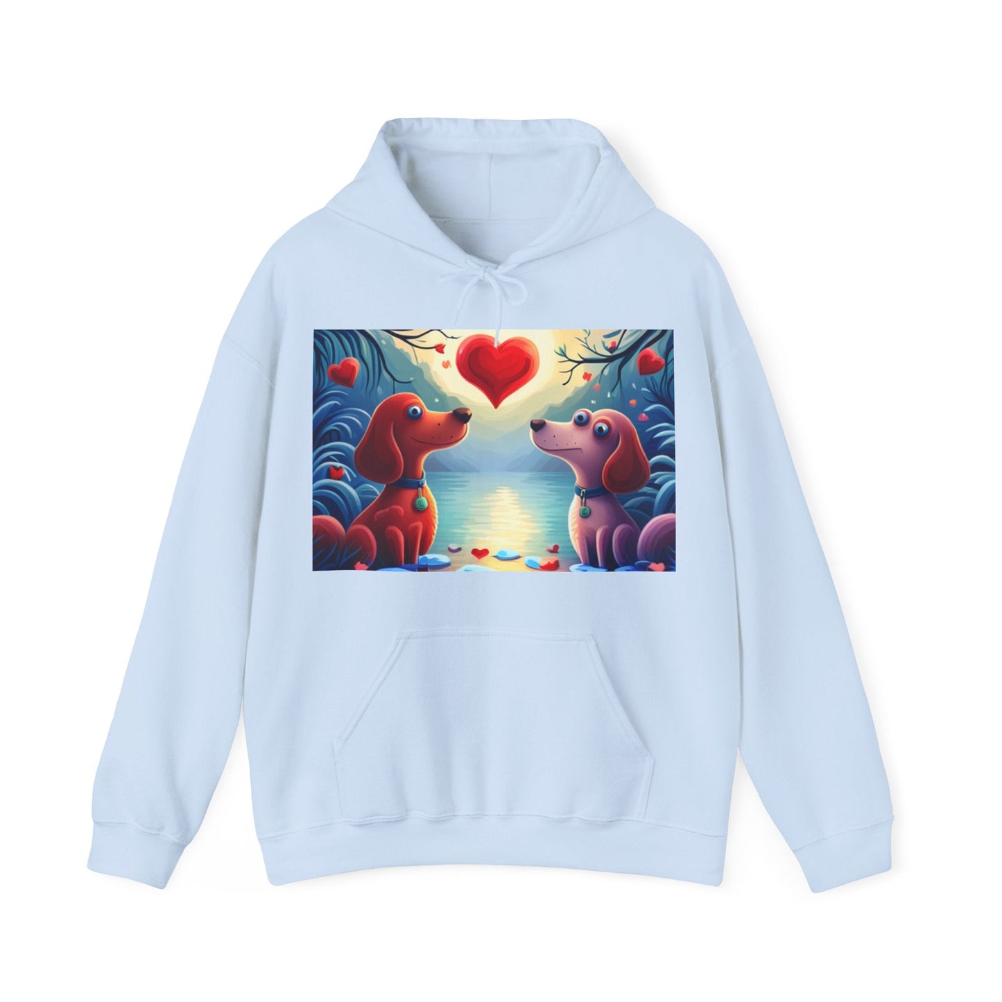 Valentine’s Day Pup Hearts Unisex Heavy Blend™ Hooded Sweatshirt - Lizard Vigilante