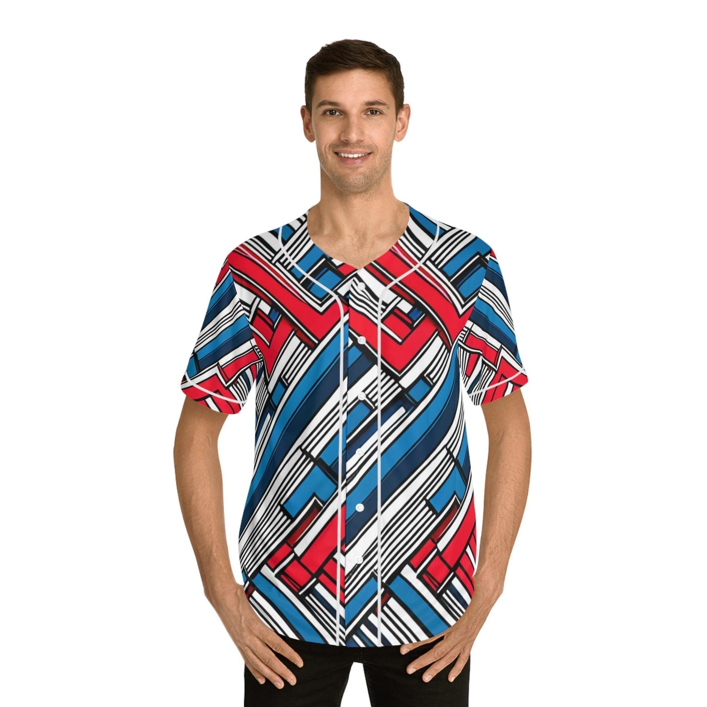 Geometric Patriot Men's Baseball Jersey - Lizard Vigilante