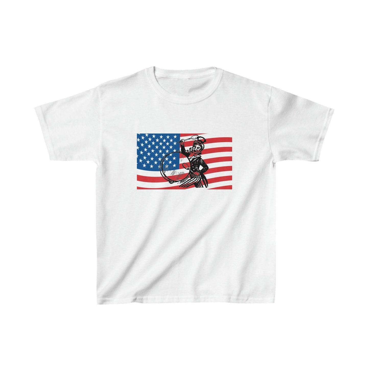 American Flag With Uncle Sam Drumming Kids Heavy Cotton™ Tee - Lizard Vigilante