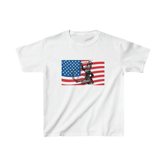 American Flag With Uncle Sam Drumming Kids Heavy Cotton™ Tee - Lizard Vigilante