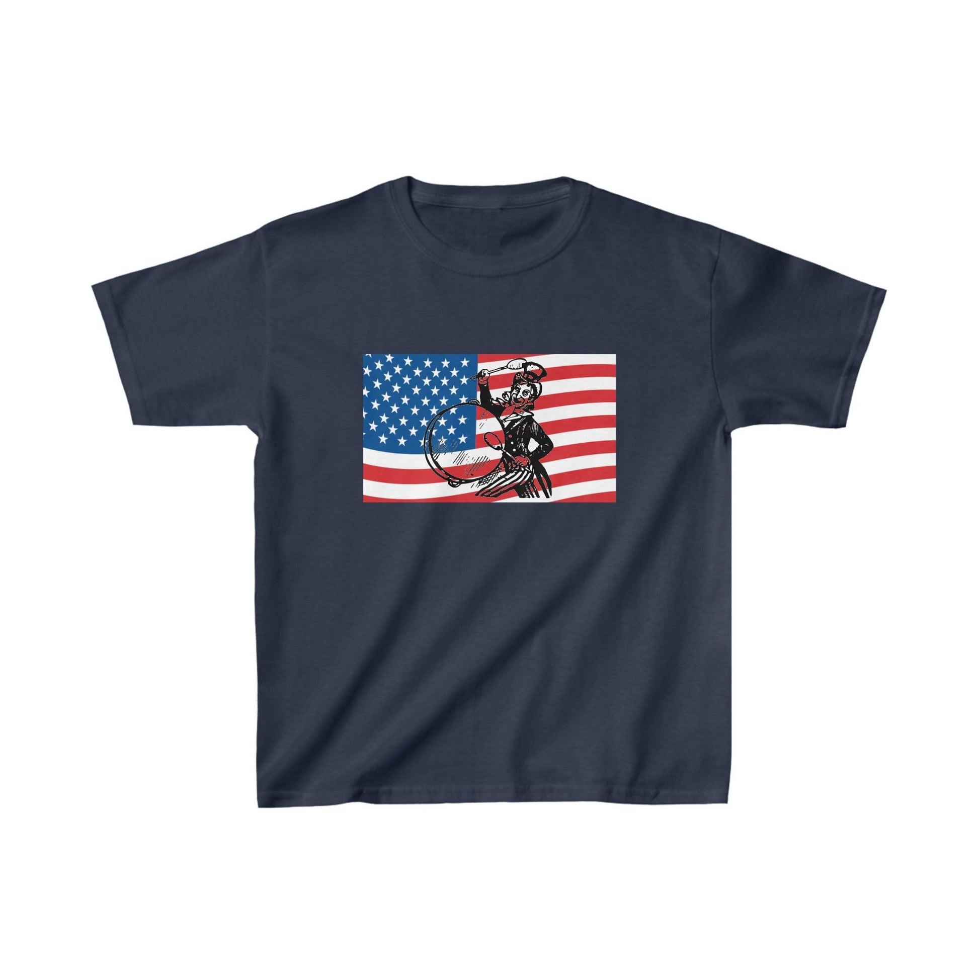 American Flag With Uncle Sam Drumming Kids Heavy Cotton™ Tee - Lizard Vigilante