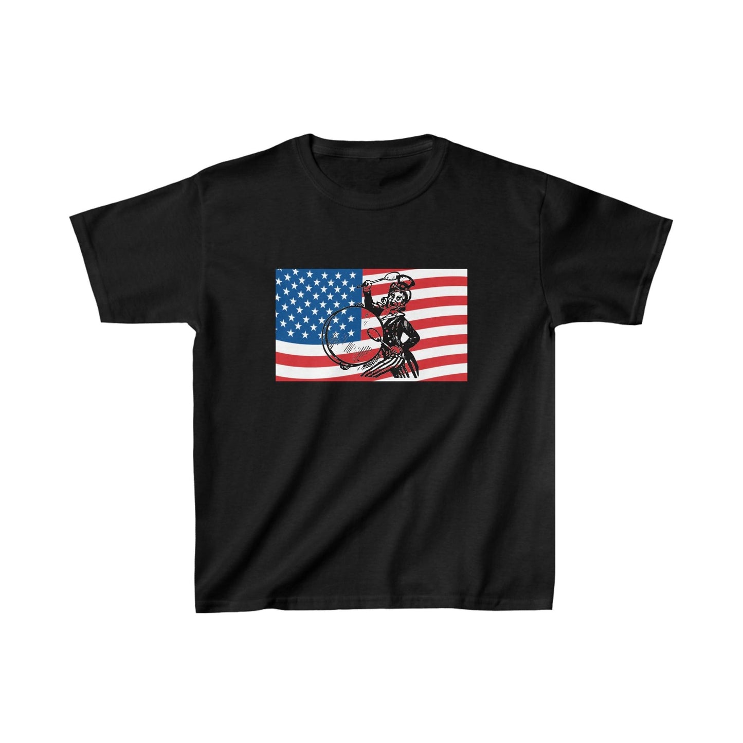 American Flag With Uncle Sam Drumming Kids Heavy Cotton™ Tee - Lizard Vigilante