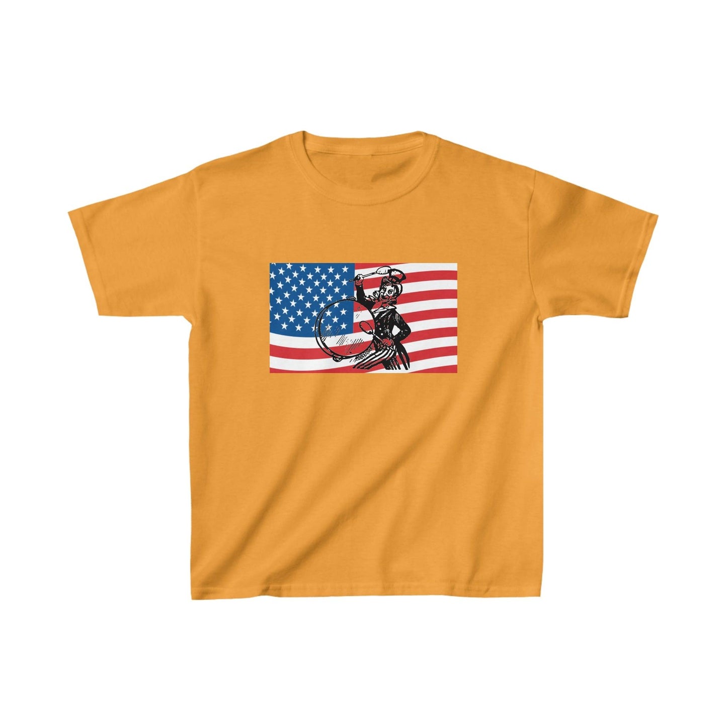 American Flag With Uncle Sam Drumming Kids Heavy Cotton™ Tee - Lizard Vigilante