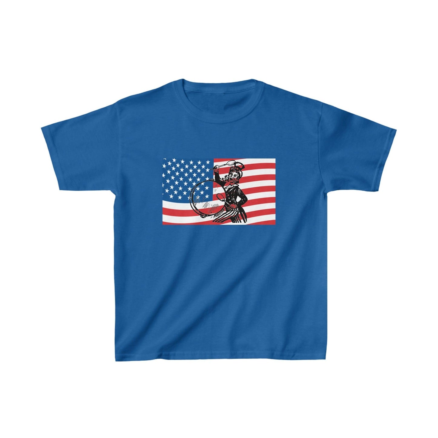 American Flag With Uncle Sam Drumming Kids Heavy Cotton™ Tee - Lizard Vigilante