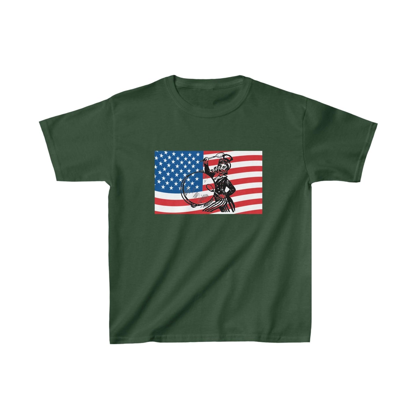 American Flag With Uncle Sam Drumming Kids Heavy Cotton™ Tee - Lizard Vigilante