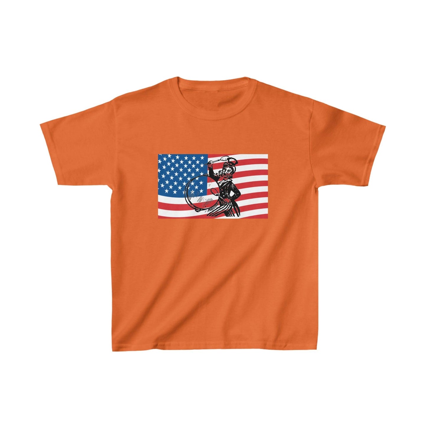 American Flag With Uncle Sam Drumming Kids Heavy Cotton™ Tee - Lizard Vigilante