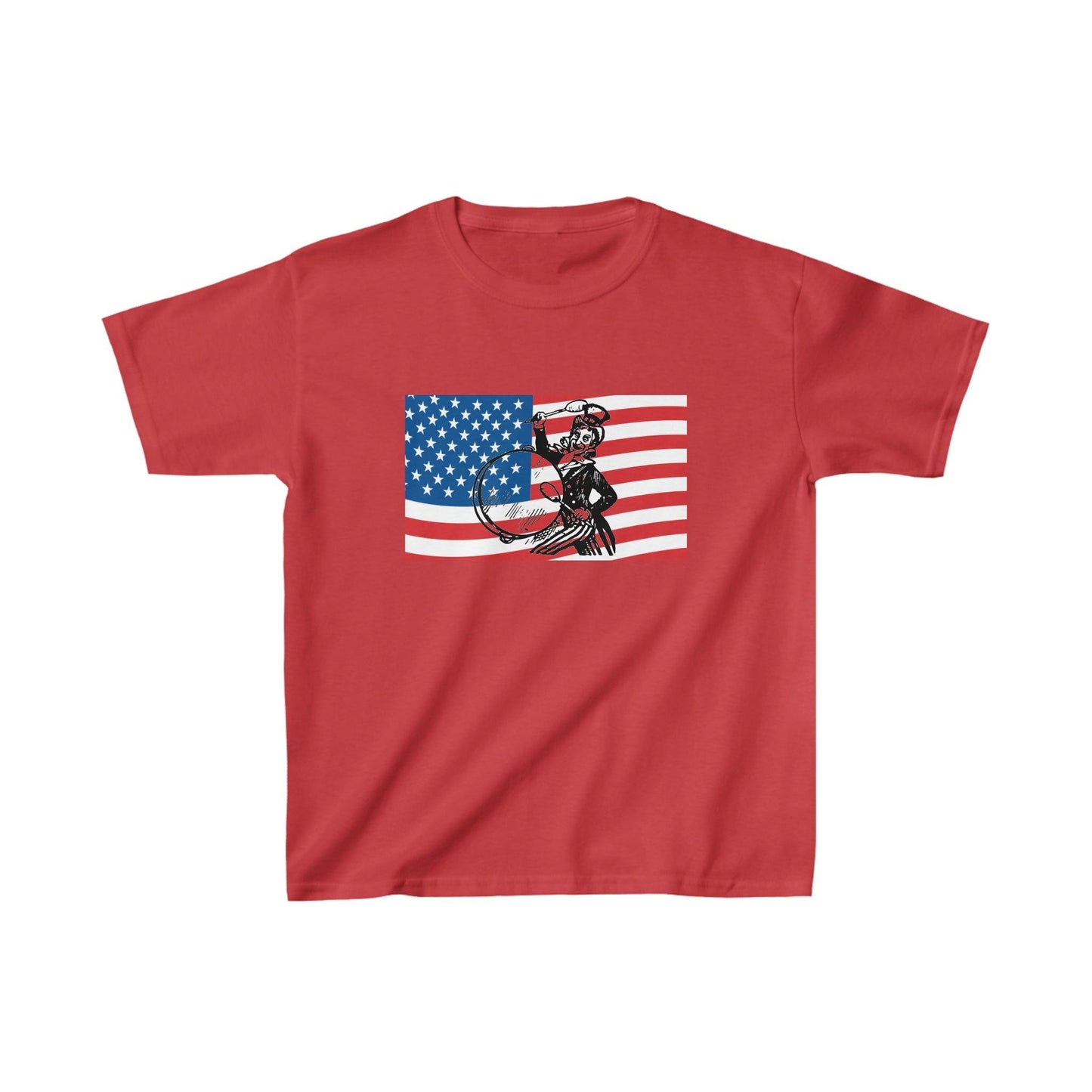 American Flag With Uncle Sam Drumming Kids Heavy Cotton™ Tee - Lizard Vigilante