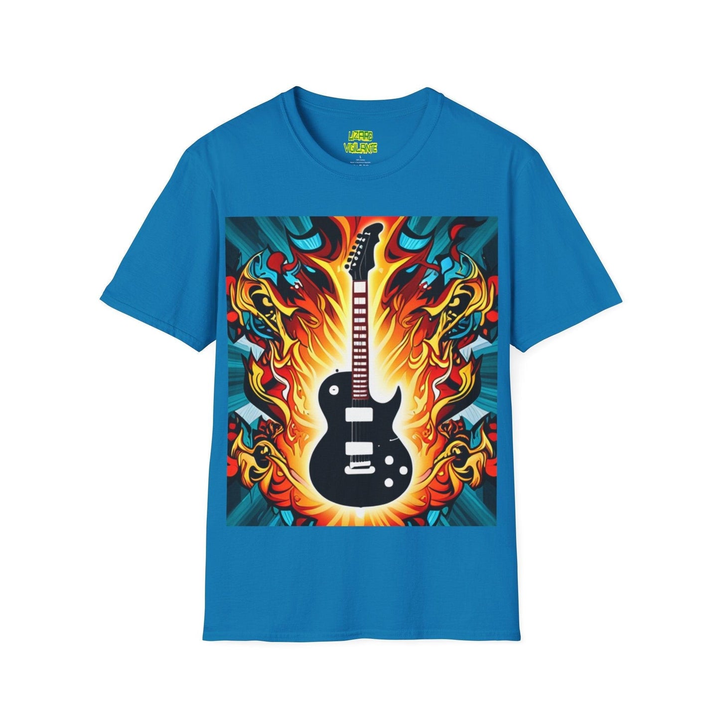 Electric Guitar Ablaze Unisex Softstyle T-Shirt - Lizard Vigilante