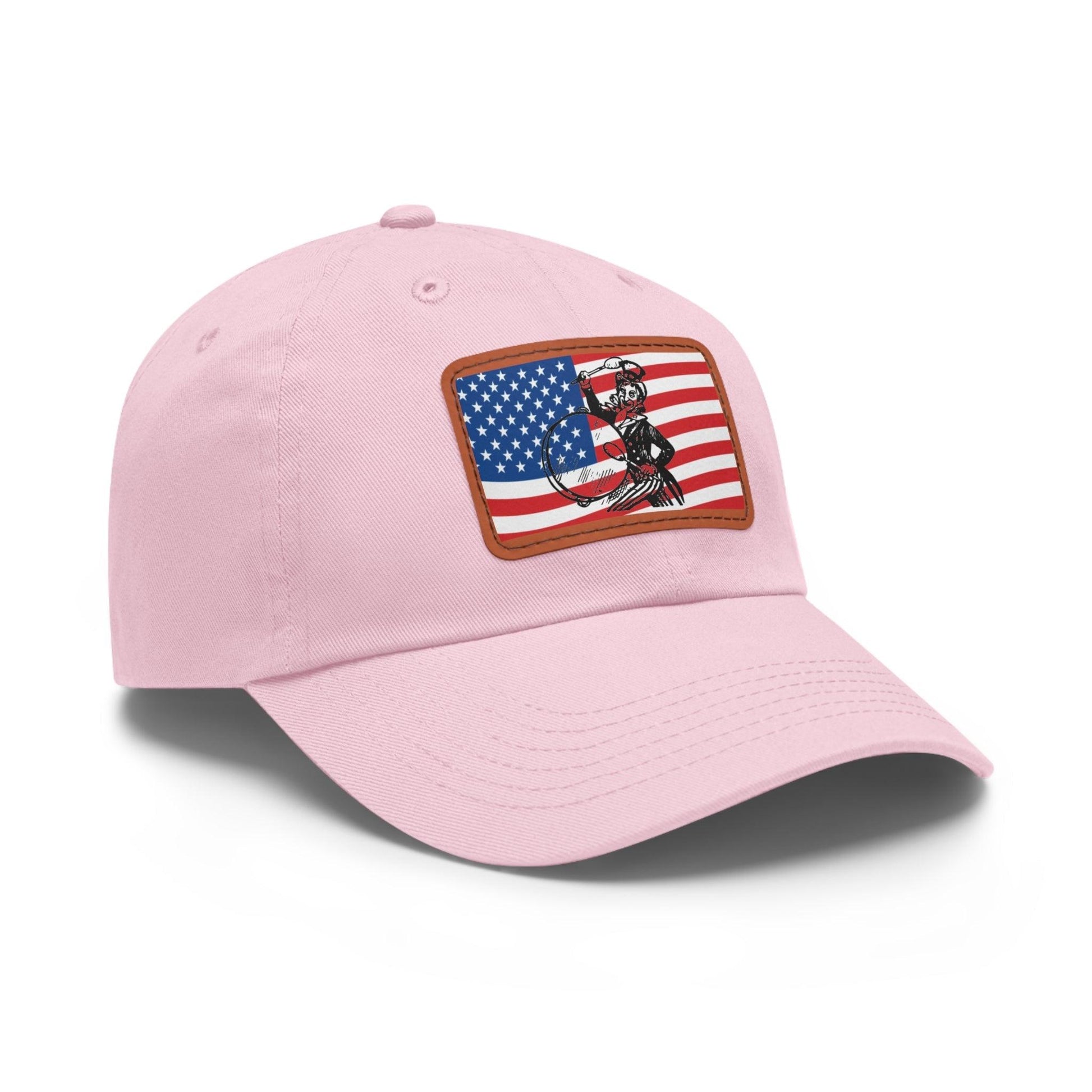 American Flag With Uncle Sam Drummer Dad Hat with Leather Patch (Rectangle) - Lizard Vigilante