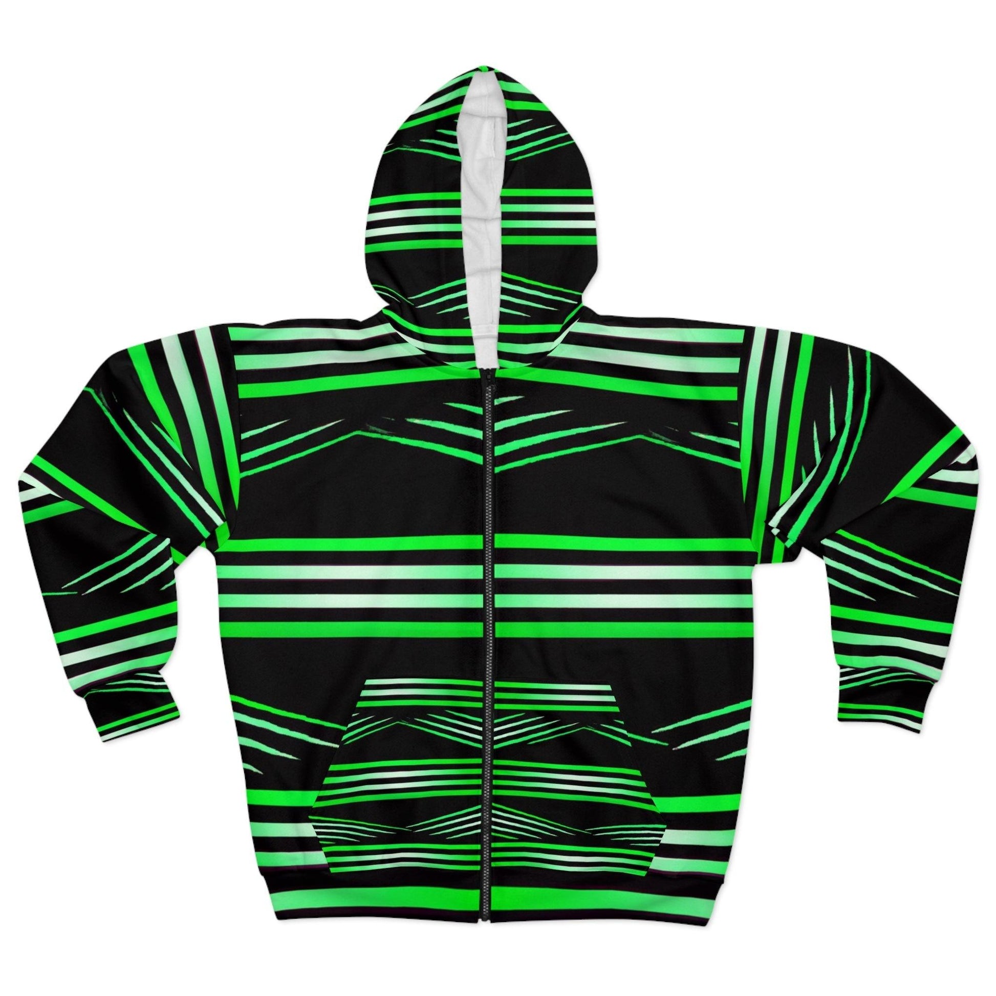 Black Green White Unisex Zip Hoodie - Lizard Vigilante