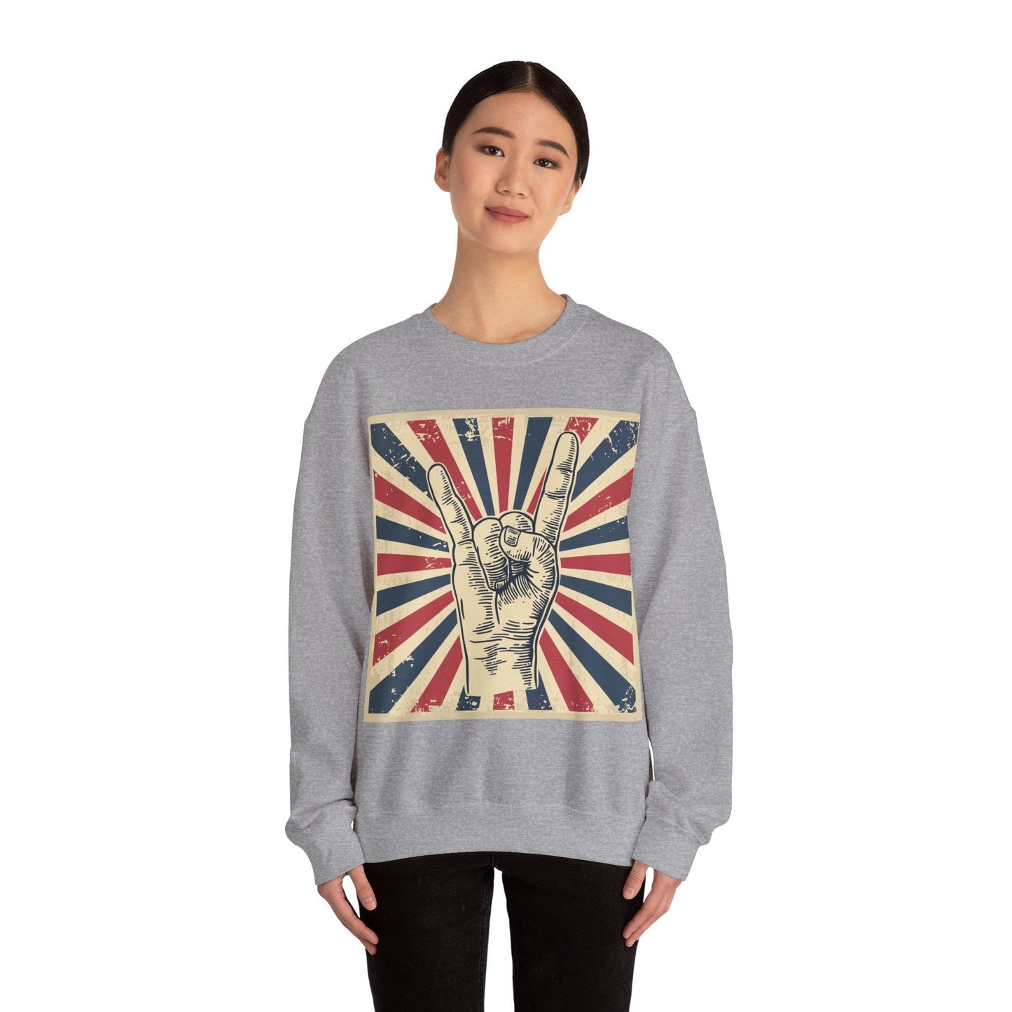 Patriotic Rock On Unisex Heavy Blend™ Crewneck Sweatshirt - Lizard Vigilante