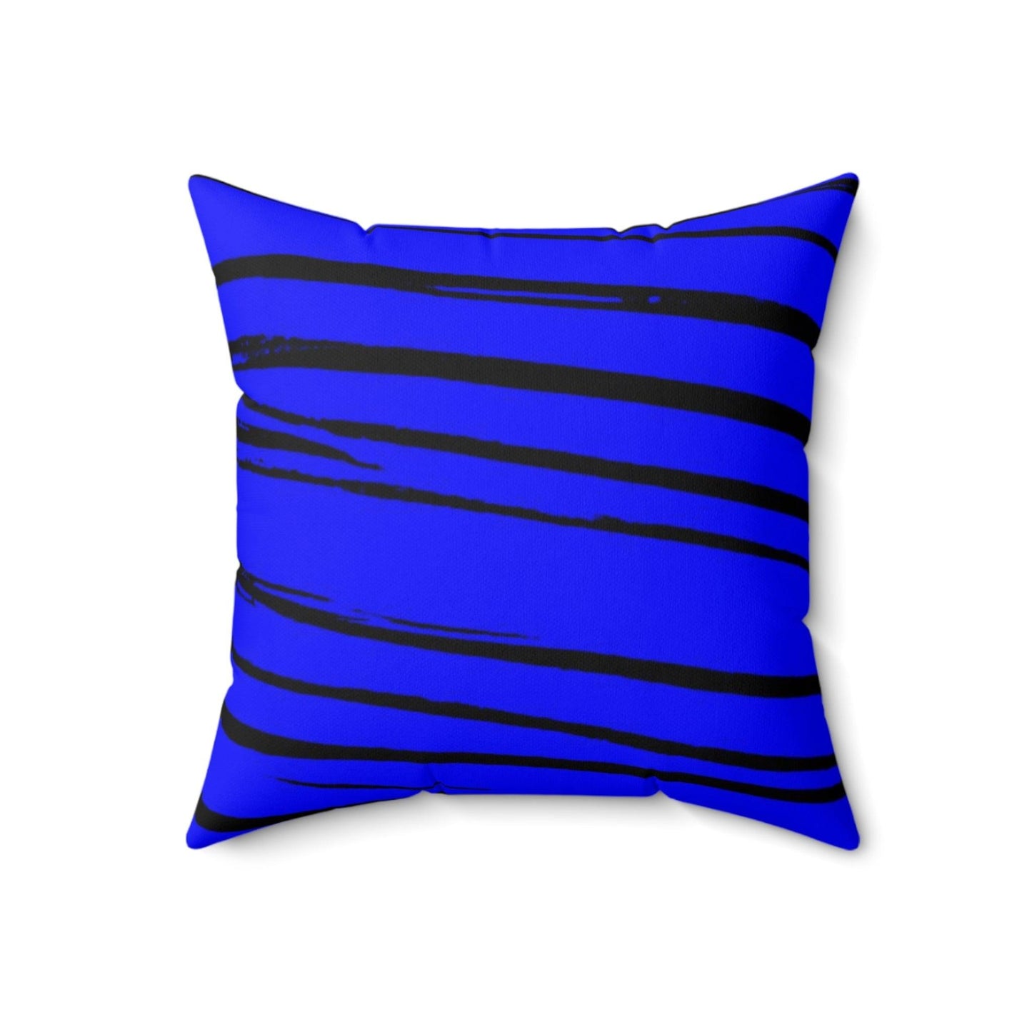 Black & Blue Strips Spun Polyester Square Pillow - Lizard Vigilante