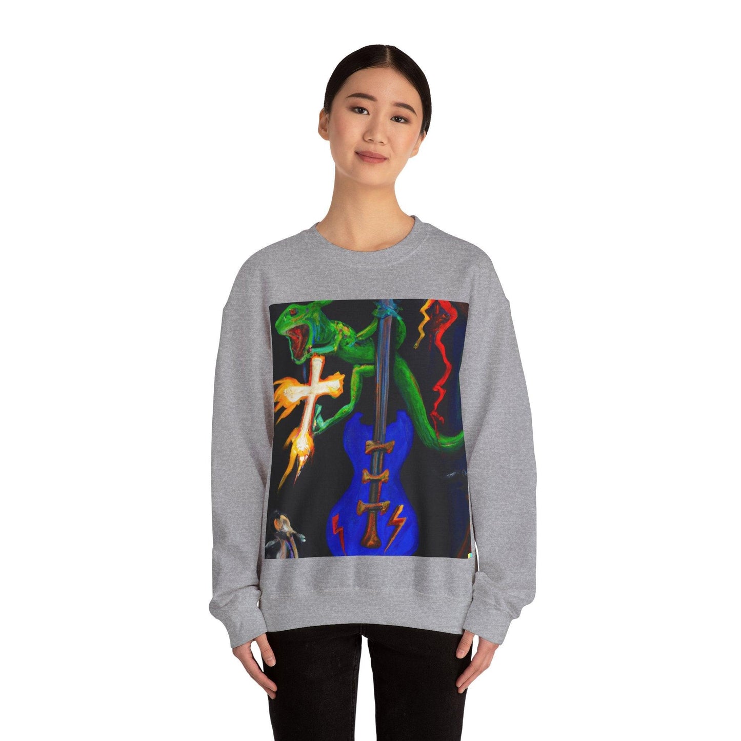 Lizard Vigilante Lightning Cross Unisex Heavy Blend™ Crewneck Sweatshirt - Lizard Vigilante