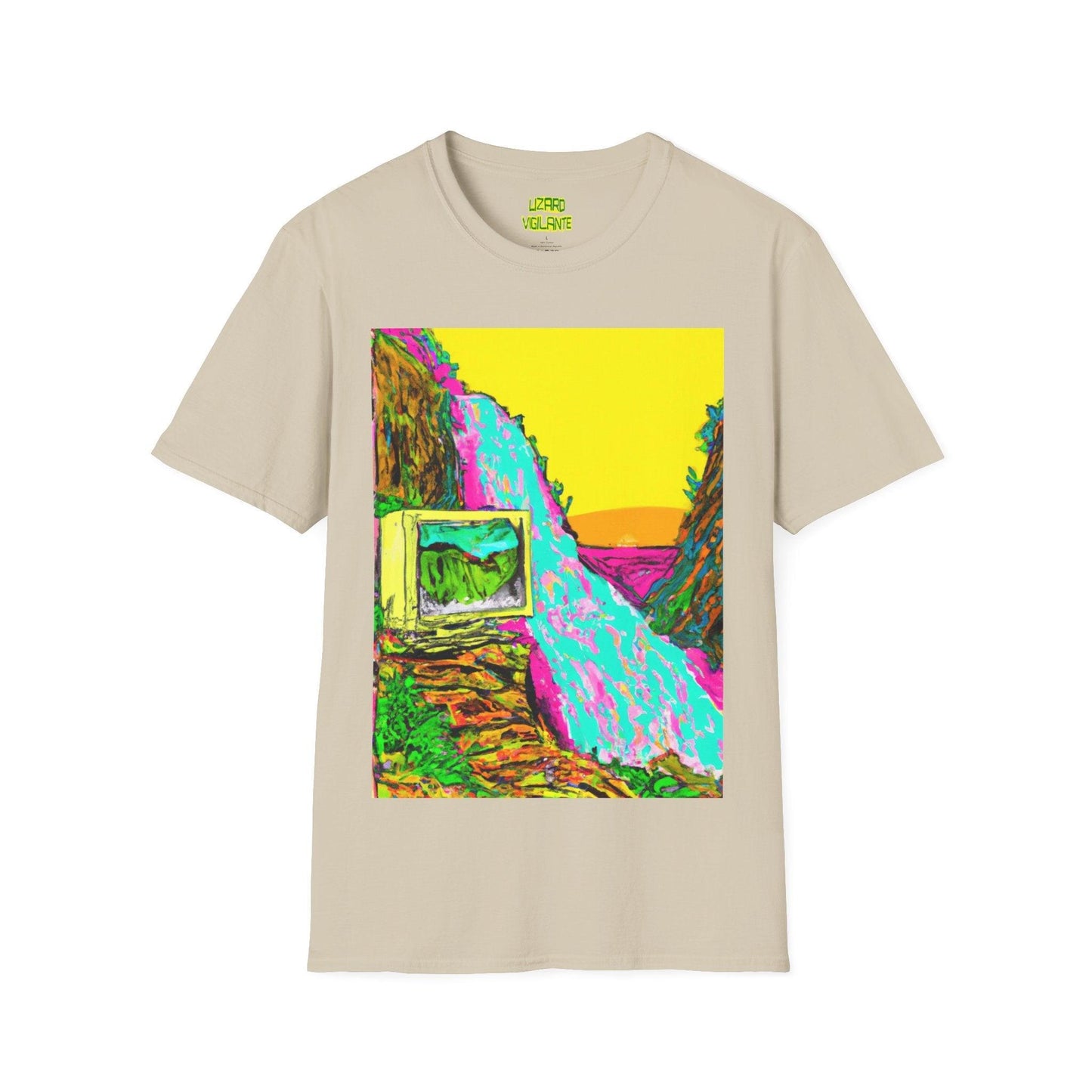 90s Monitor Waterfall Unisex Softstyle T-Shirt - Lizard Vigilante