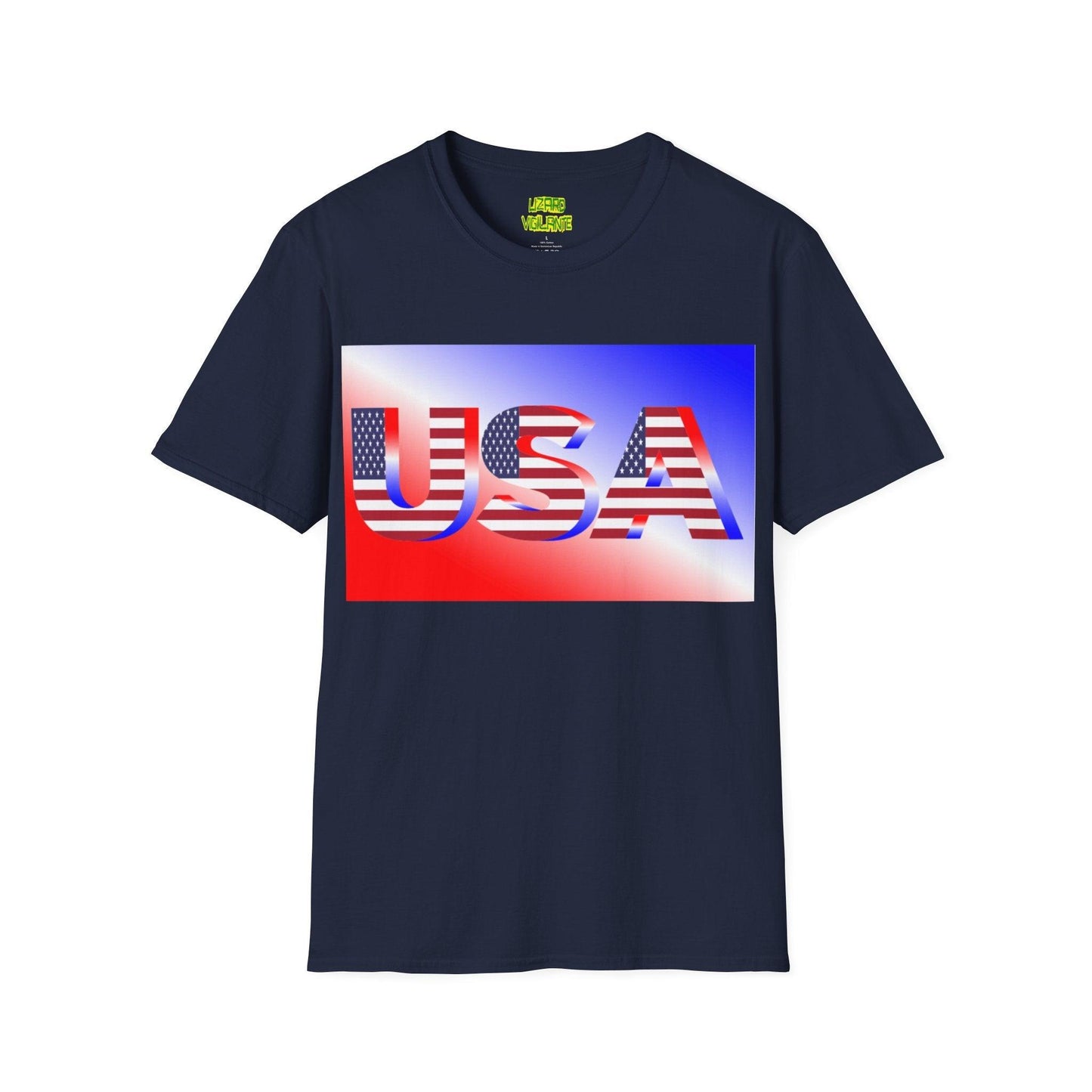 USA Red, White, and Blue Graphic Unisex Softstyle T-Shirt - Lizard Vigilante