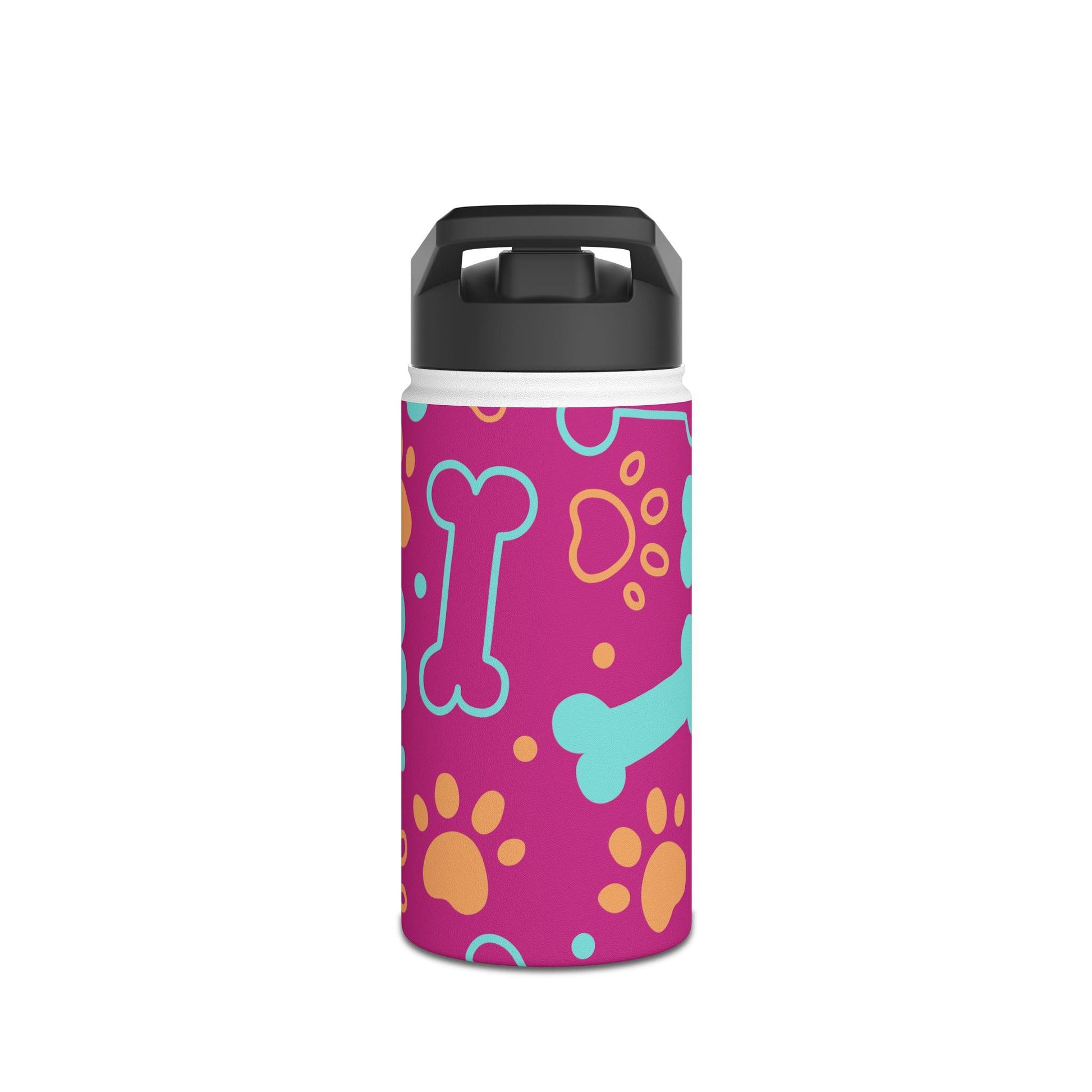 Pink DoggyStyle Stainless Steel Water Bottle, Standard Lid, Paws Bone - Lizard Vigilante