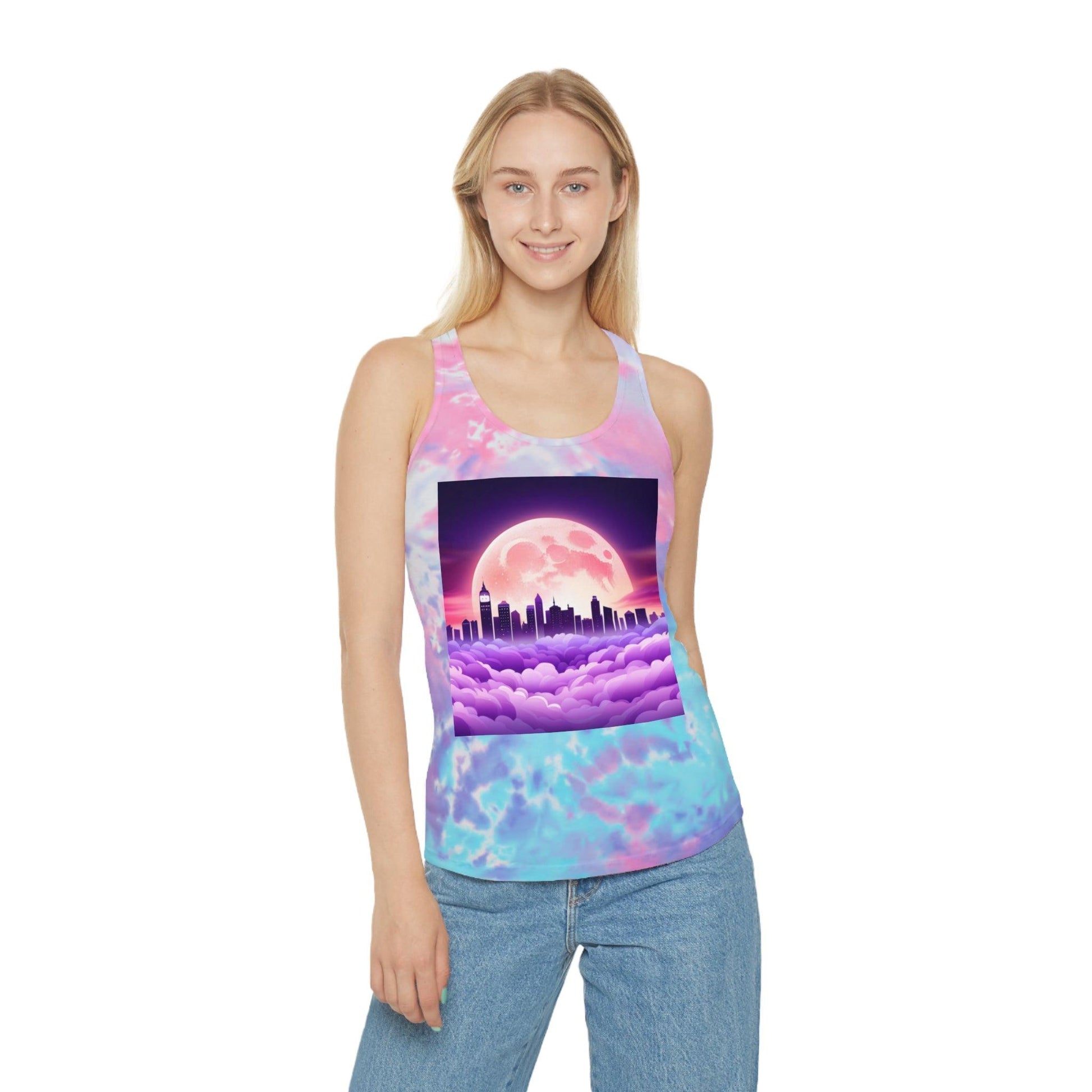 Purple MoonTown Tie Dye Racerback Tank Top - Lizard Vigilante