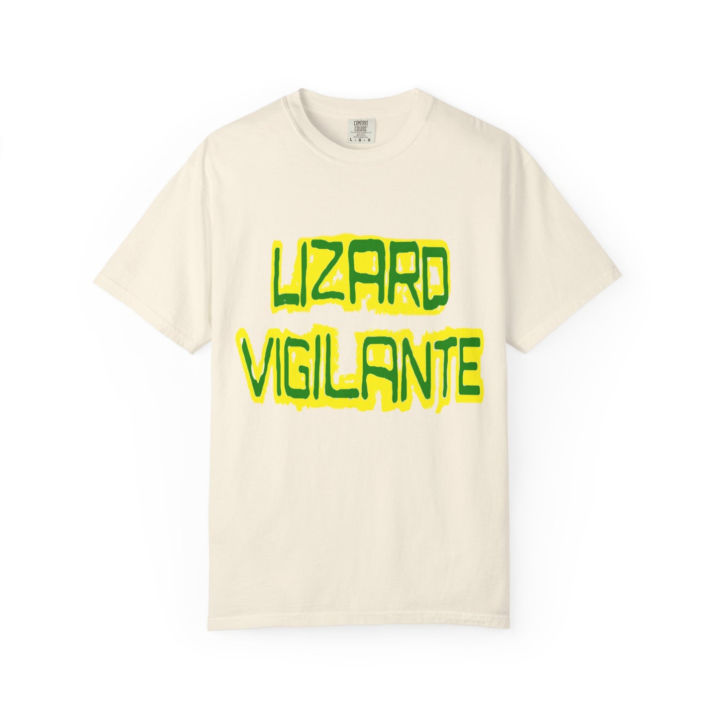 Lizard Vigilante Graphic T-Shirt — Bold Green & Yellow Streetwear Tee