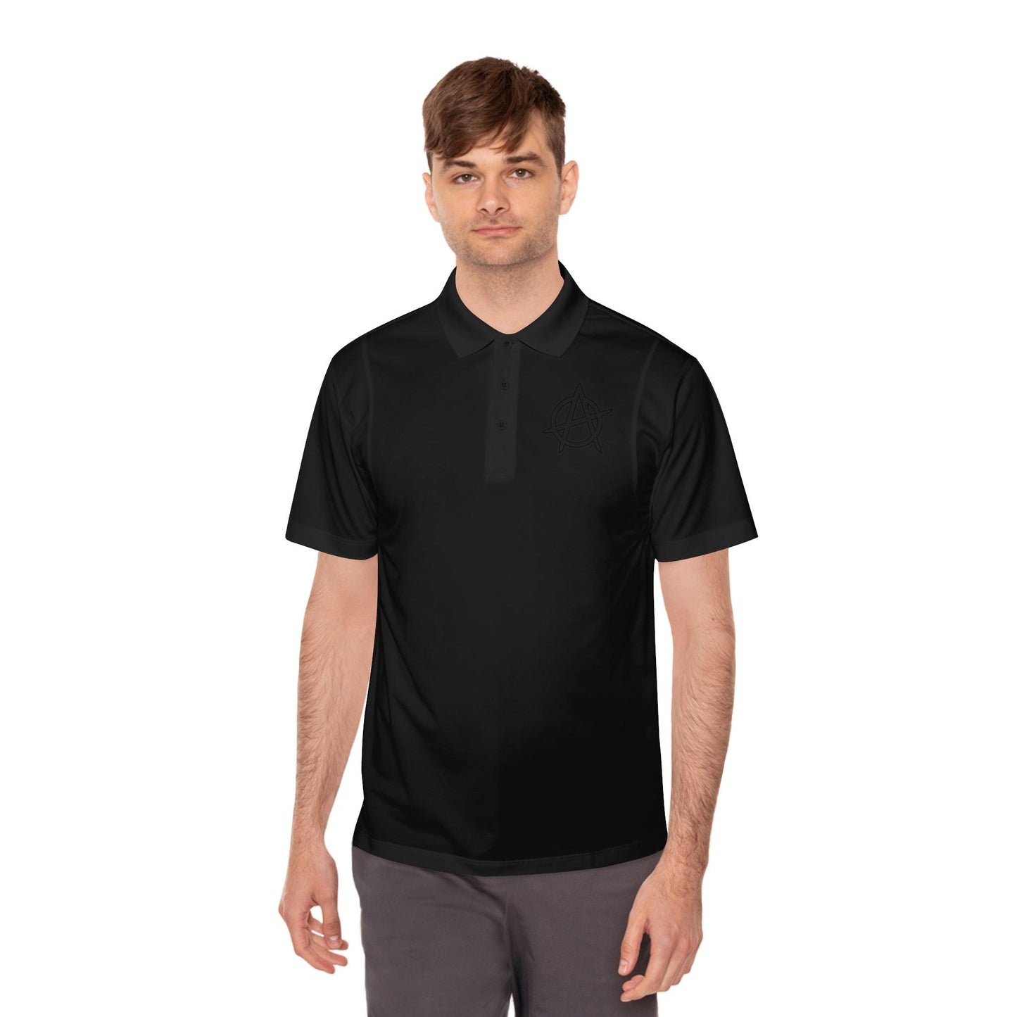 Men's Anarchy Symbol Sport Polo Shirt - Premium T-Shirt from Printify - Just $52.34! Shop now at Lizard Vigilante