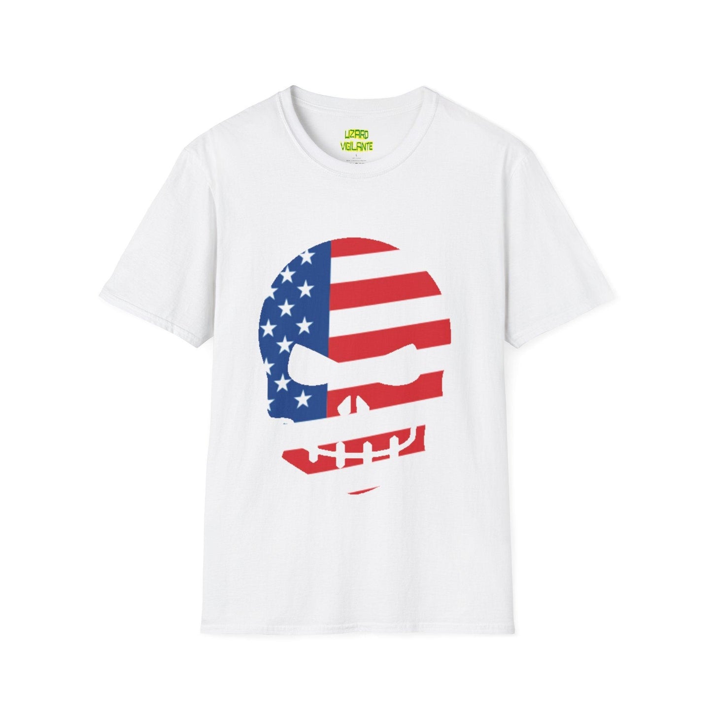 American Flag Skull Graphic Unisex Softstyle USA T-Shirt - Lizard Vigilante