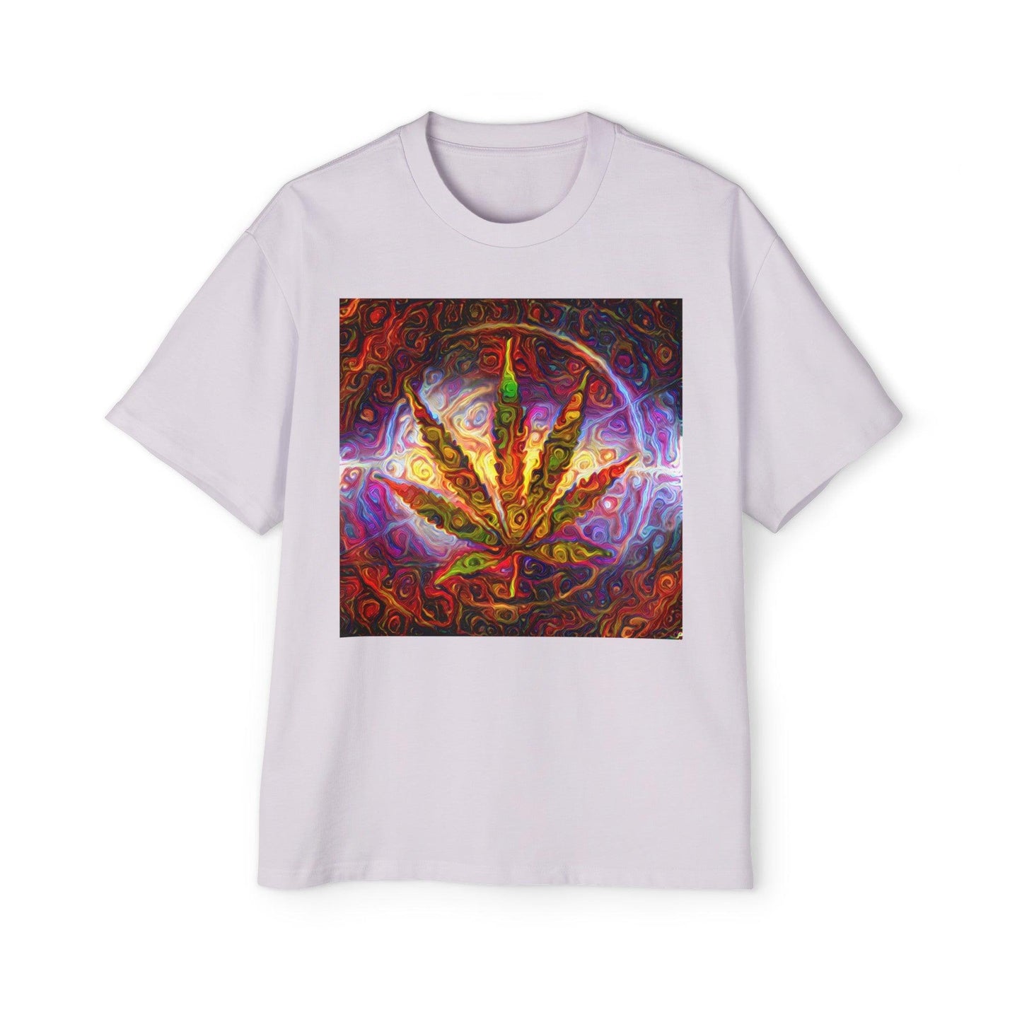 Psychedelic Pot Leaf Men's Heavy Oversized Tee - Lizard Vigilante