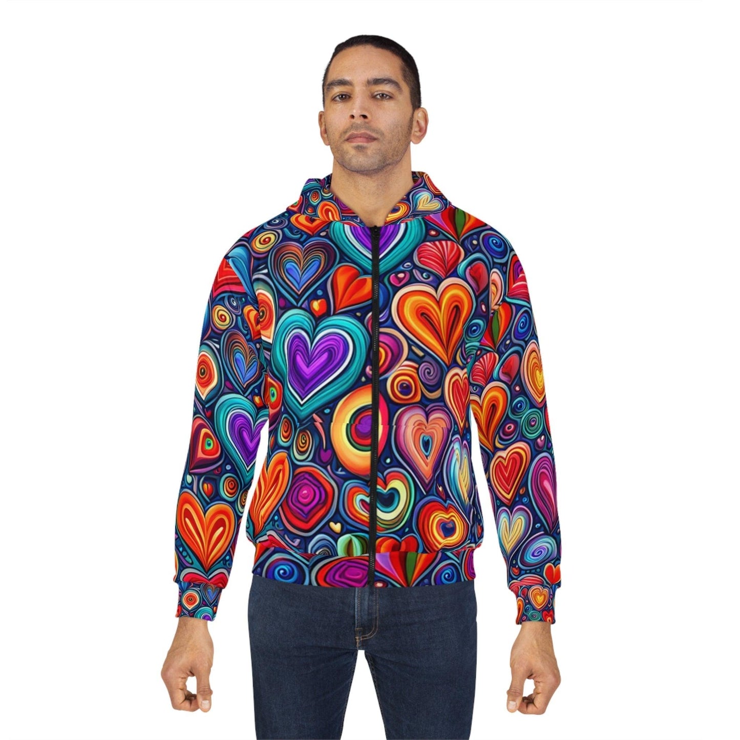 Much Love Unisex Zip Hearts Hoodie - Lizard Vigilante