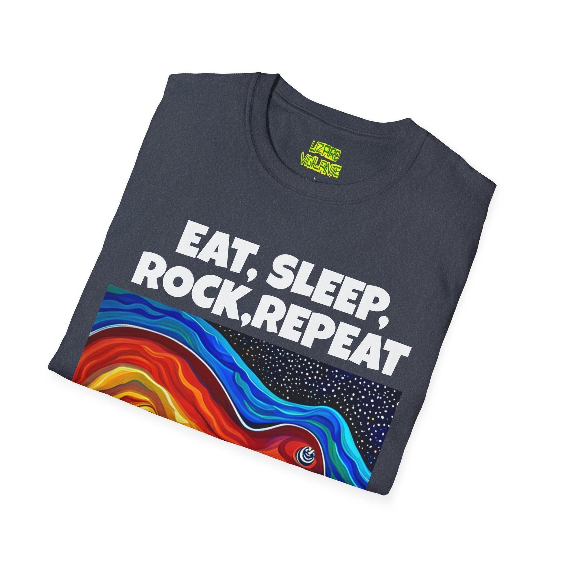 Eat, Sleep, Rock, Repeat Unisex Softstyle T-Shirt - Lizard Vigilante