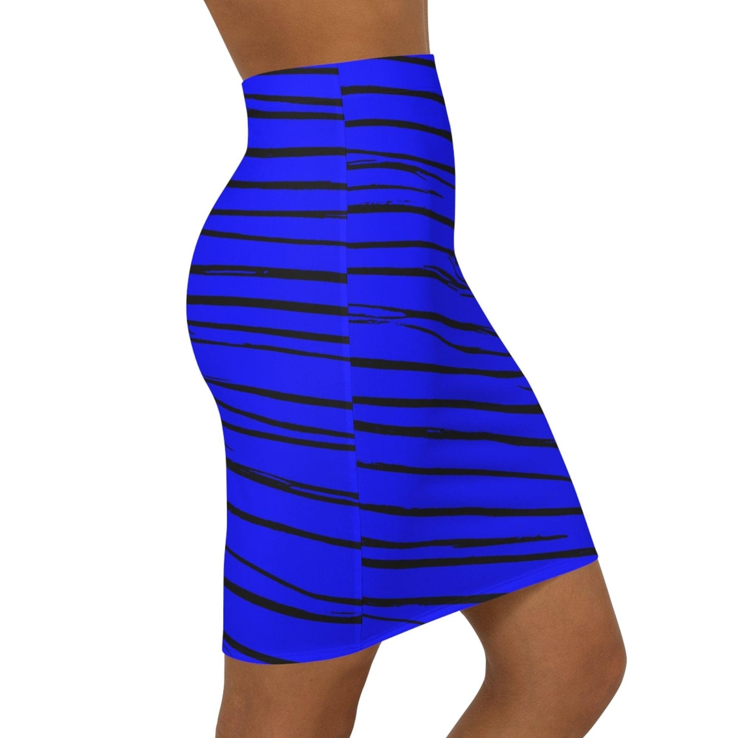 Black & Blue Strips Women's Mini Skirt - Lizard Vigilante