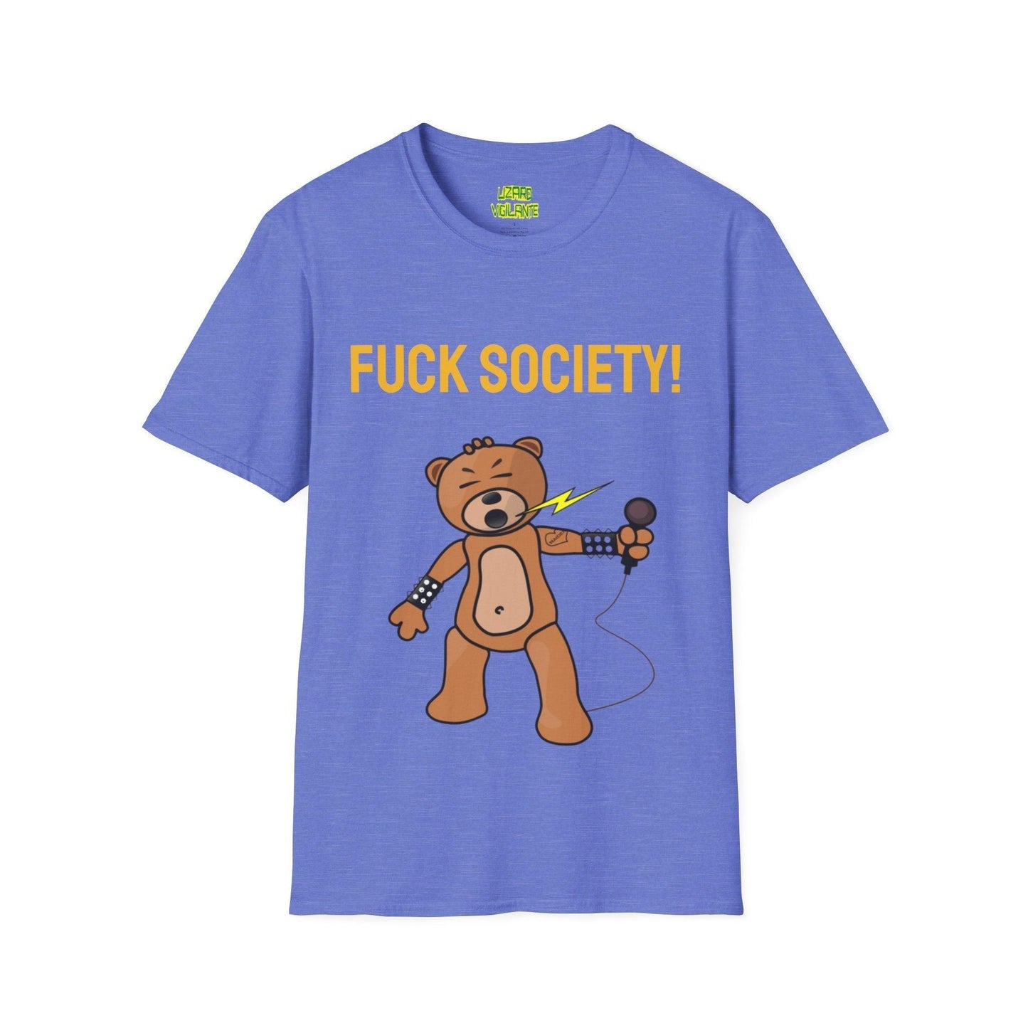 F&%K SOCIETY! Metal Bear Unisex Softstyle T-Shirt but it say the real word - Lizard Vigilante