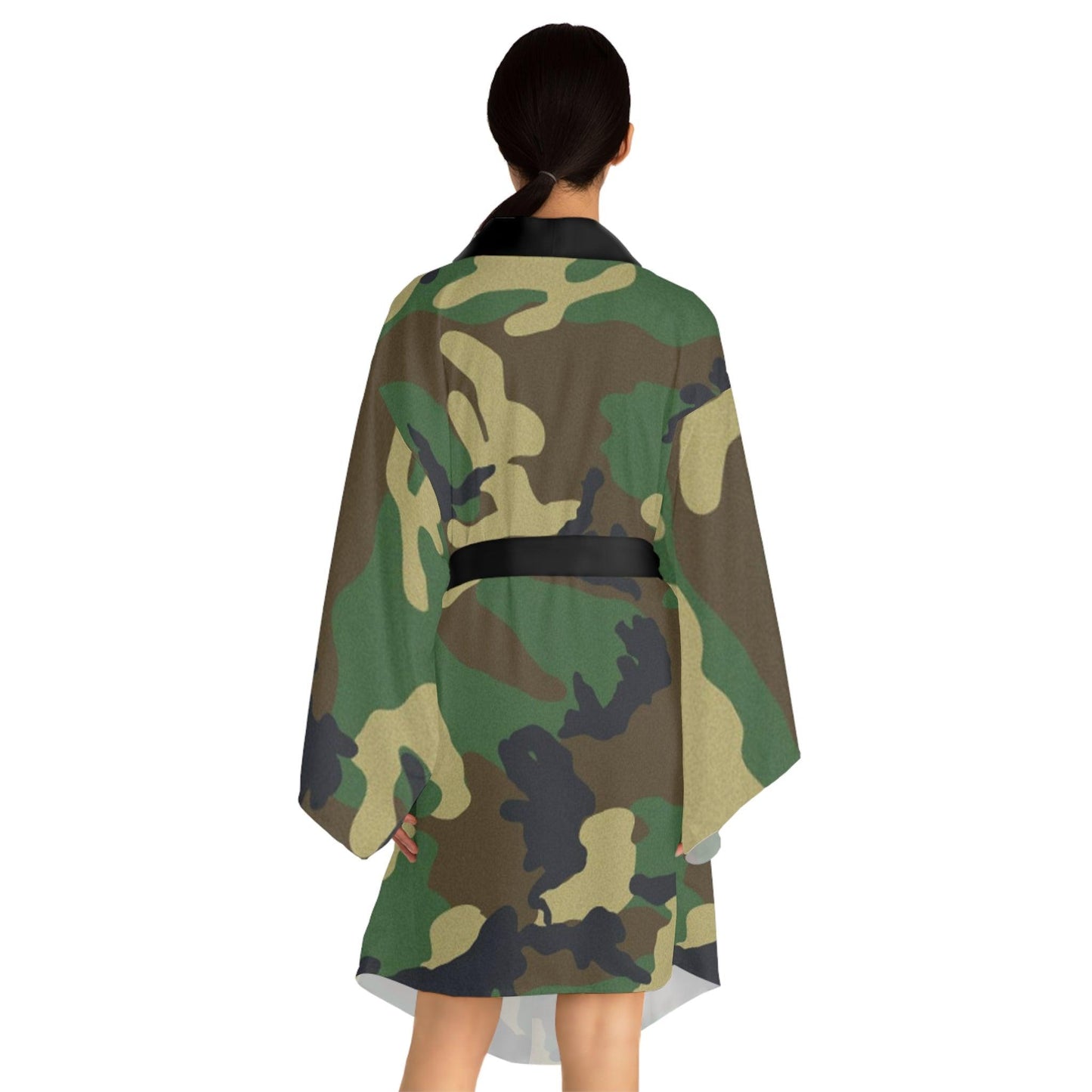 Green Black Camouflage Long Sleeve Kimono Robe - Lizard Vigilante