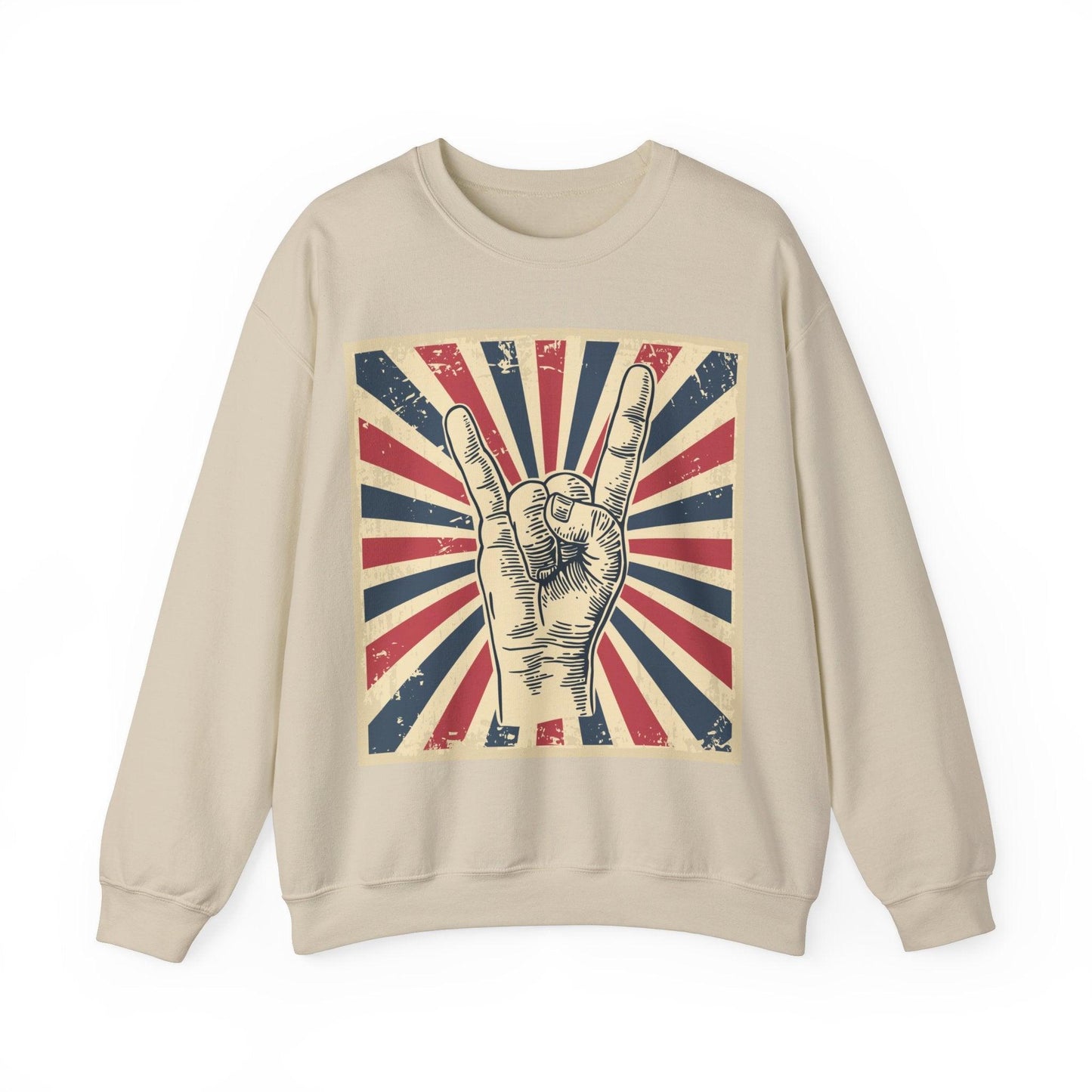 Patriotic Rock On Unisex Heavy Blend™ Crewneck Sweatshirt - Lizard Vigilante