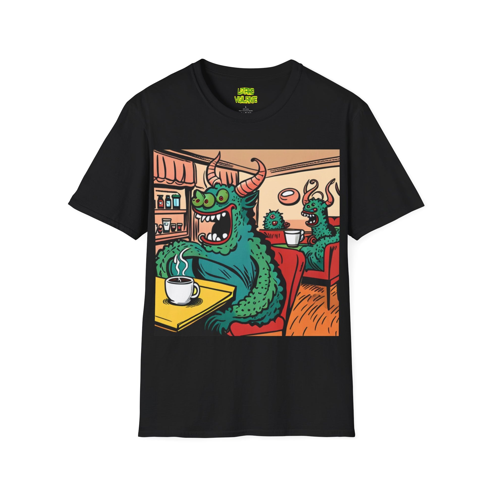 Lizard Vigilante Premium Coffee Monsters Unisex Softstyle T-Shirt - Lizard Vigilante