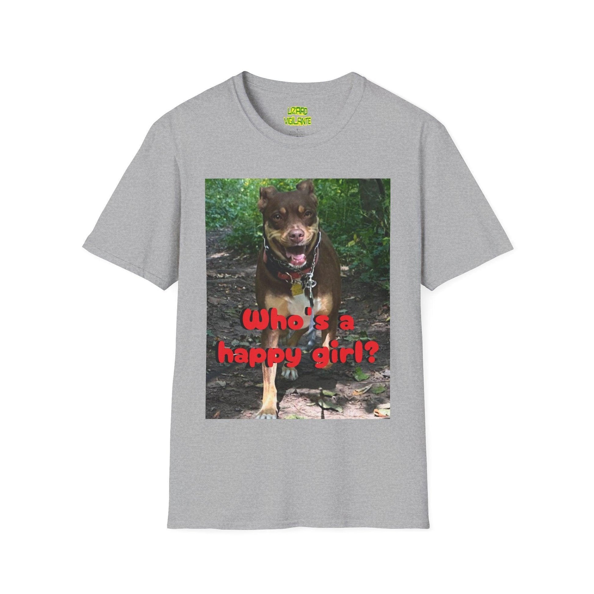 Who's A Happy Girl? Doggie Unisex Softstyle "Primo Rocks IV" T-Shirt - Lizard Vigilante