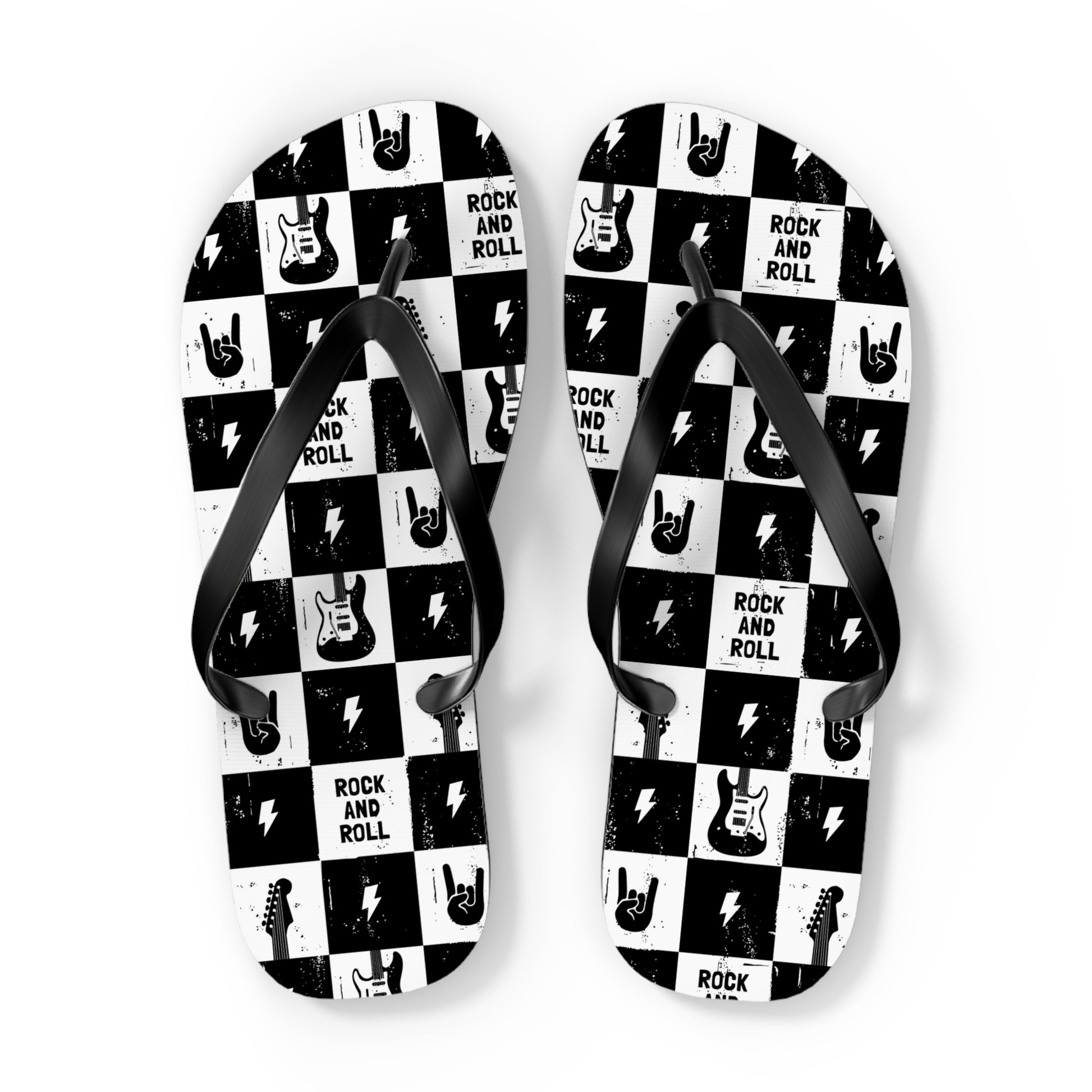 Rock And Roll Squares Flip Flops - Premium Shoes from Printify - Just $27.99! Shop now at Lizard Vigilante