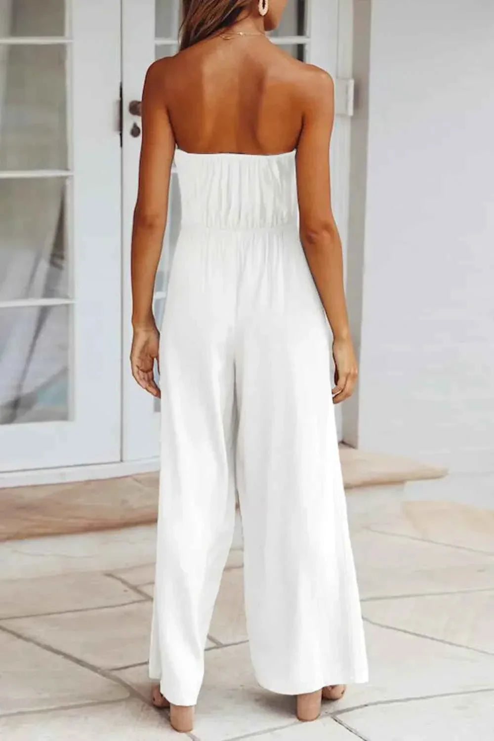 Tied Cutout Tube : Wide Leg Jumpsuit
