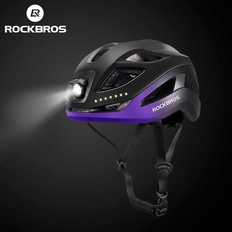 ROCKBROS Safety Warning Helmet with Built-In Lights and Adjustable Fit