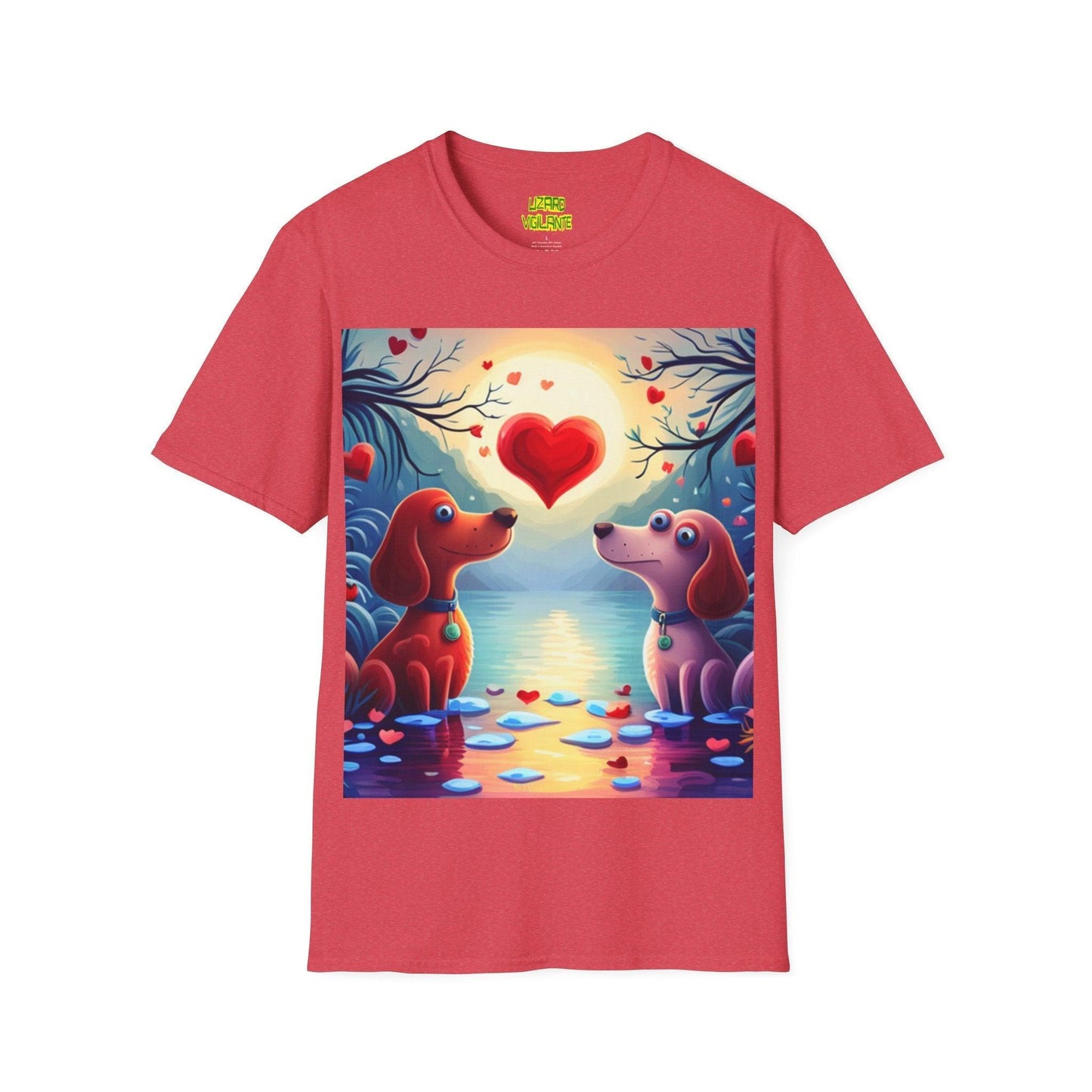 Valentine's Day Pup Hearts Unisex Softstyle Love T-Shirt - Lizard Vigilante