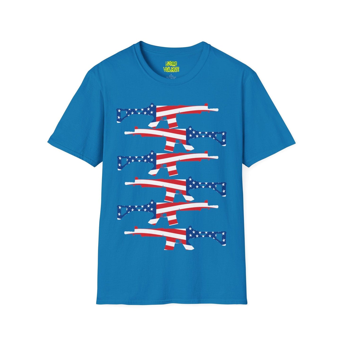 American Flag Guns Unisex Softstyle T-Shirt - Lizard Vigilante