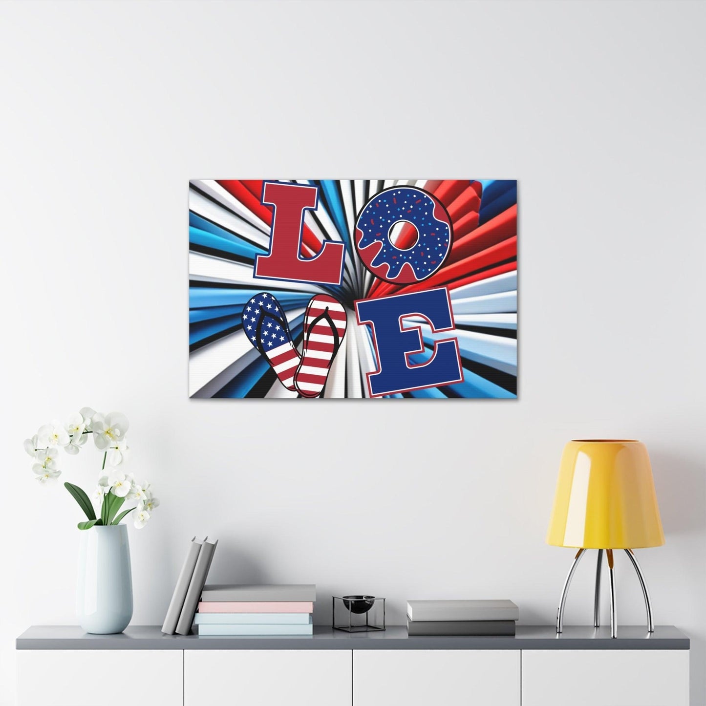 Patriotic Americans LOVE Valentine’s Day July 4th Canvas Gallery Wraps - Lizard Vigilante