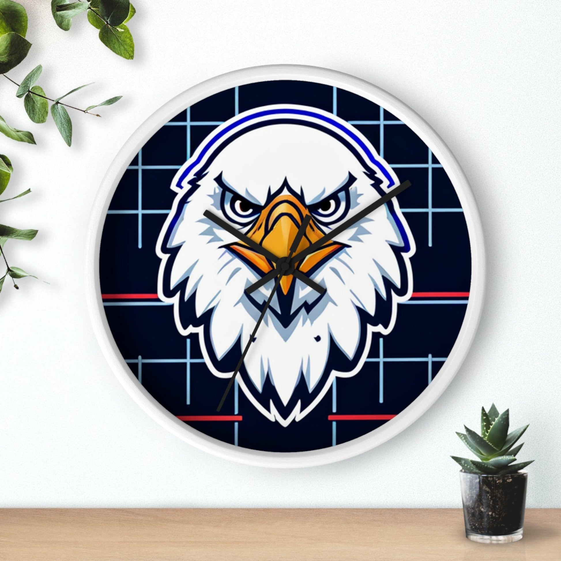 Bald Eagle Grid Wall Clock - Lizard Vigilante